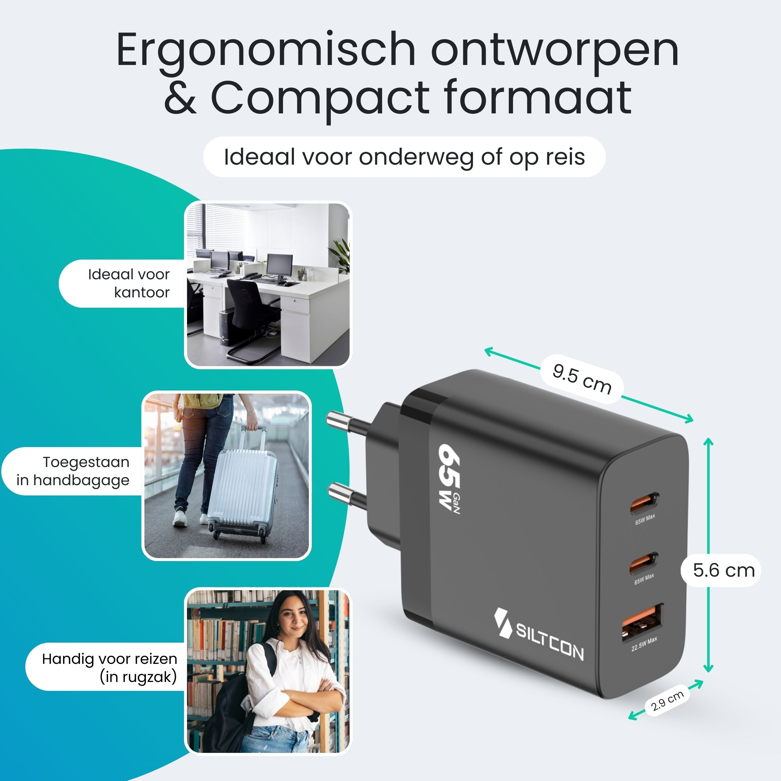 Siltcon – 65W USB-C Snellader - Siltcon