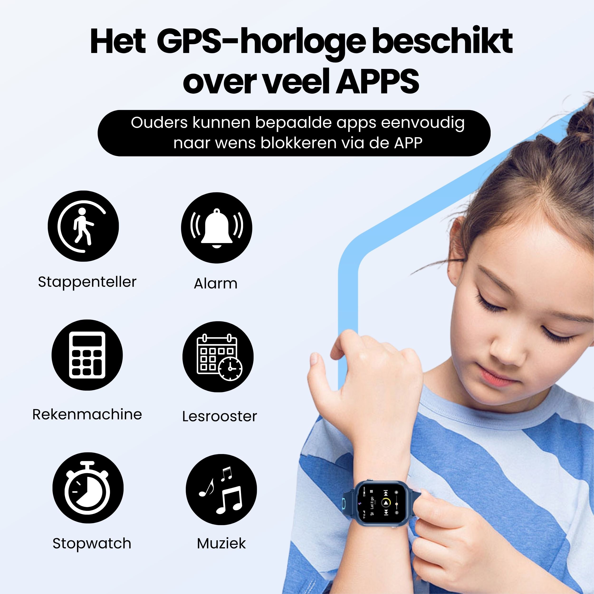 Protectly Kids Smartwatch – GPS horloge kinderen – Smartwatch kind met bellen - Blauw - Siltcon