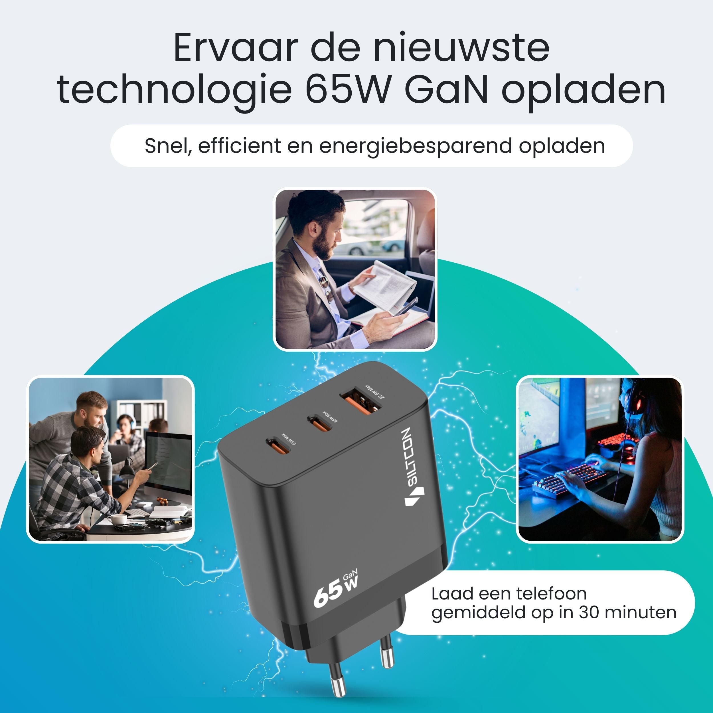 Siltcon – 65W USB-C Snellader - Siltcon