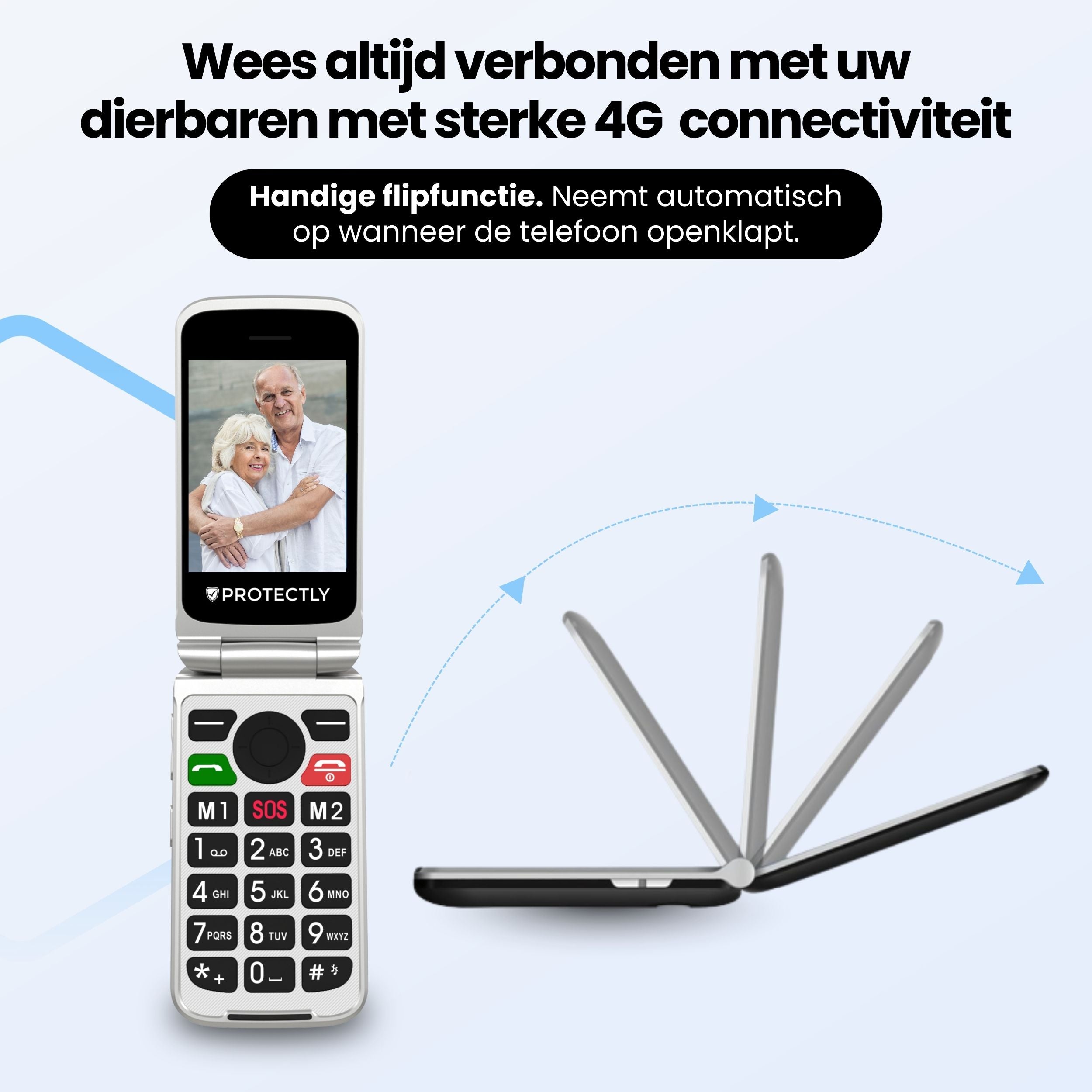 Siltcon Senioren Telefoon Klapbaar – Grote toetsen – SOS-noodknop & 4G - Siltcon