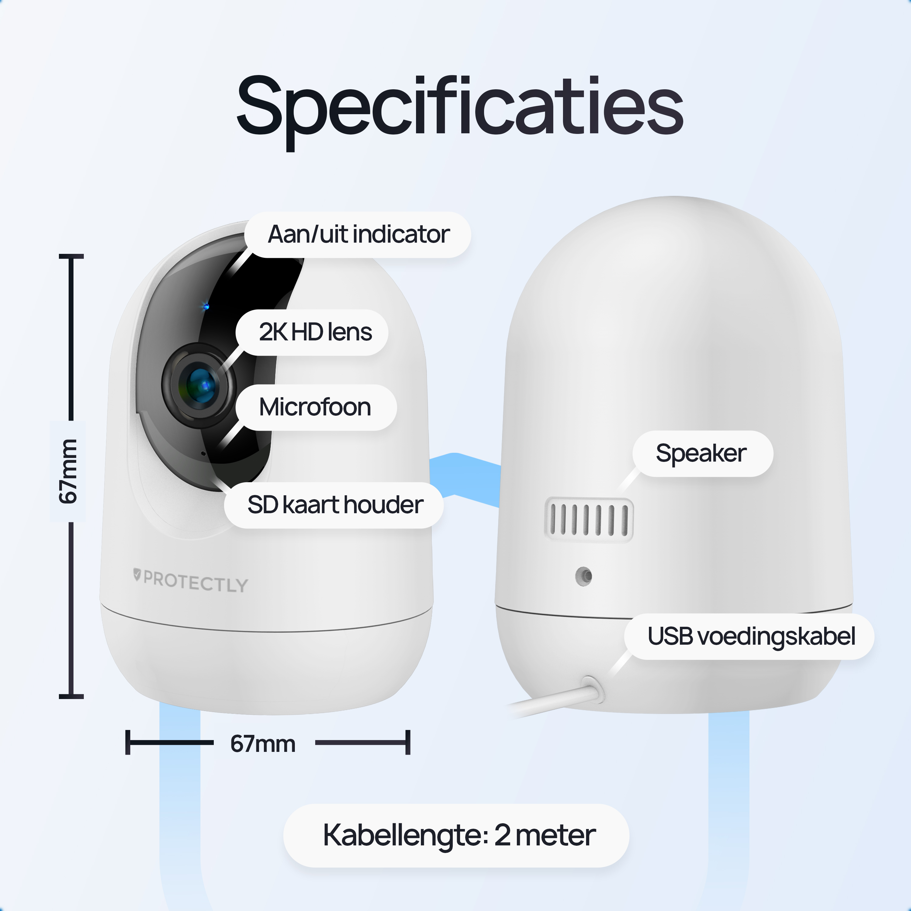 Protectly Beveiligingscamera – Huisdiercamera – 2K Ultra HD - Siltcon