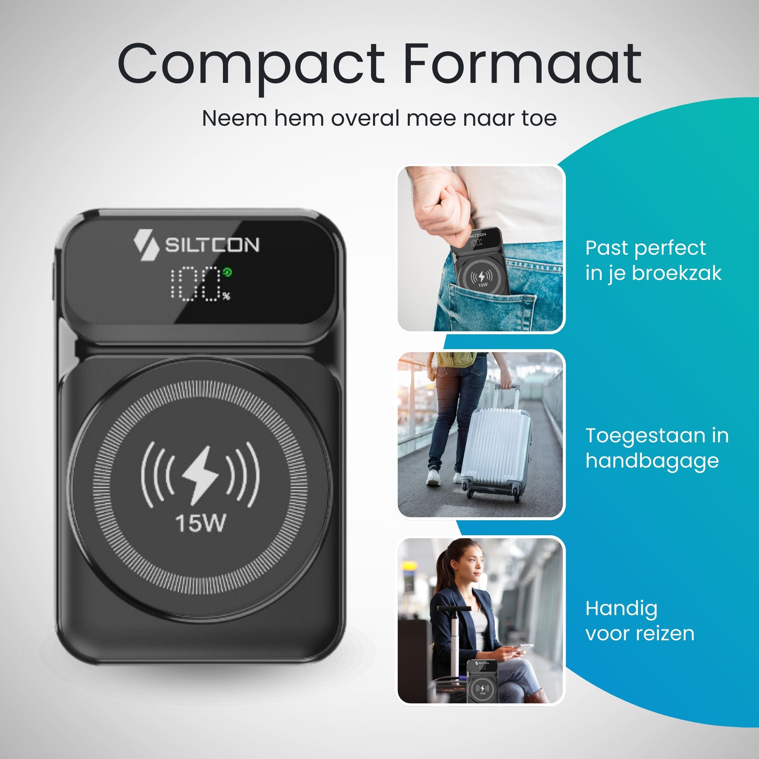 Magnetische Powerbank 10000 mAh - Siltcon