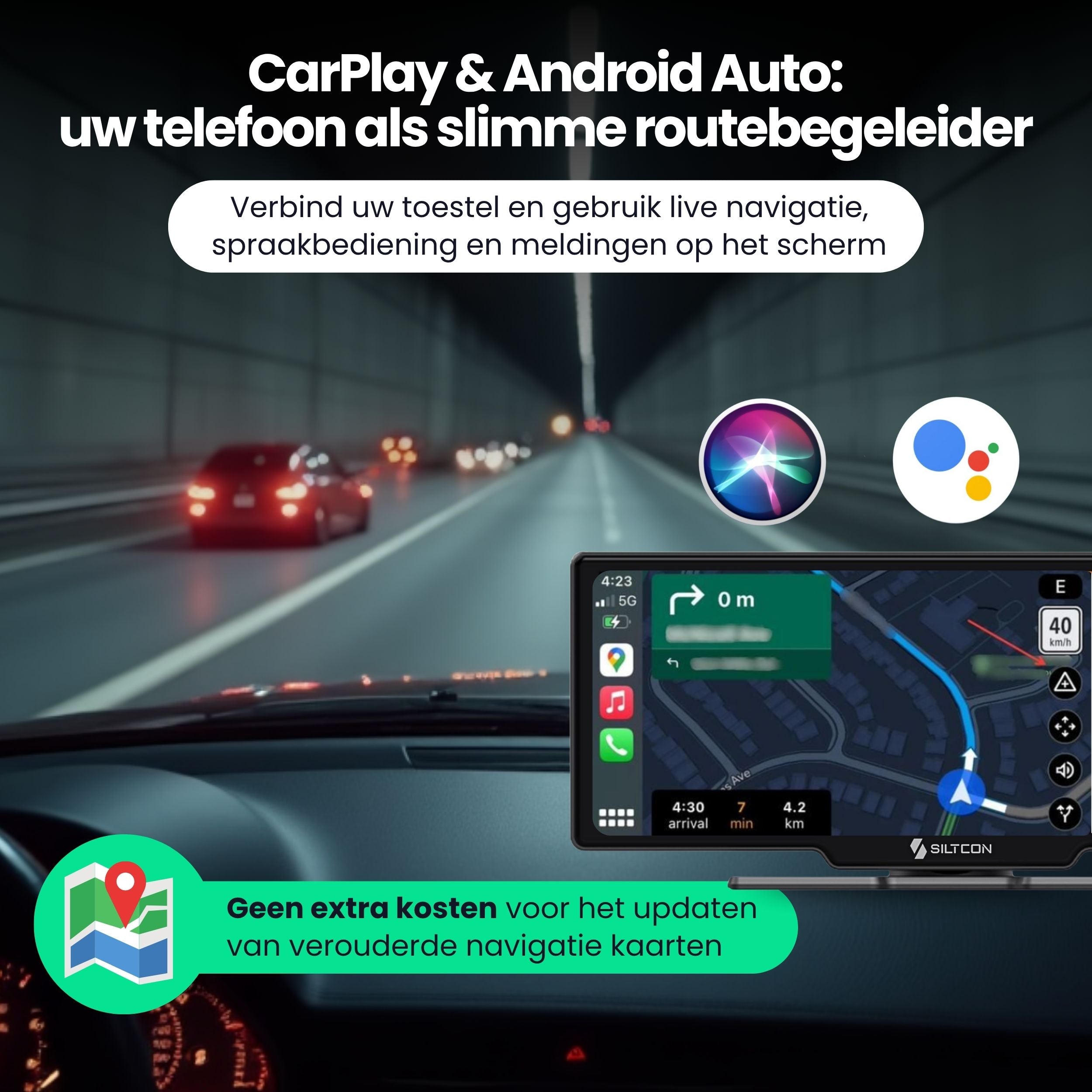 Siltcon 10.26” CarPlay Scherm – Draadloos voor iOS & Android - Siltcon