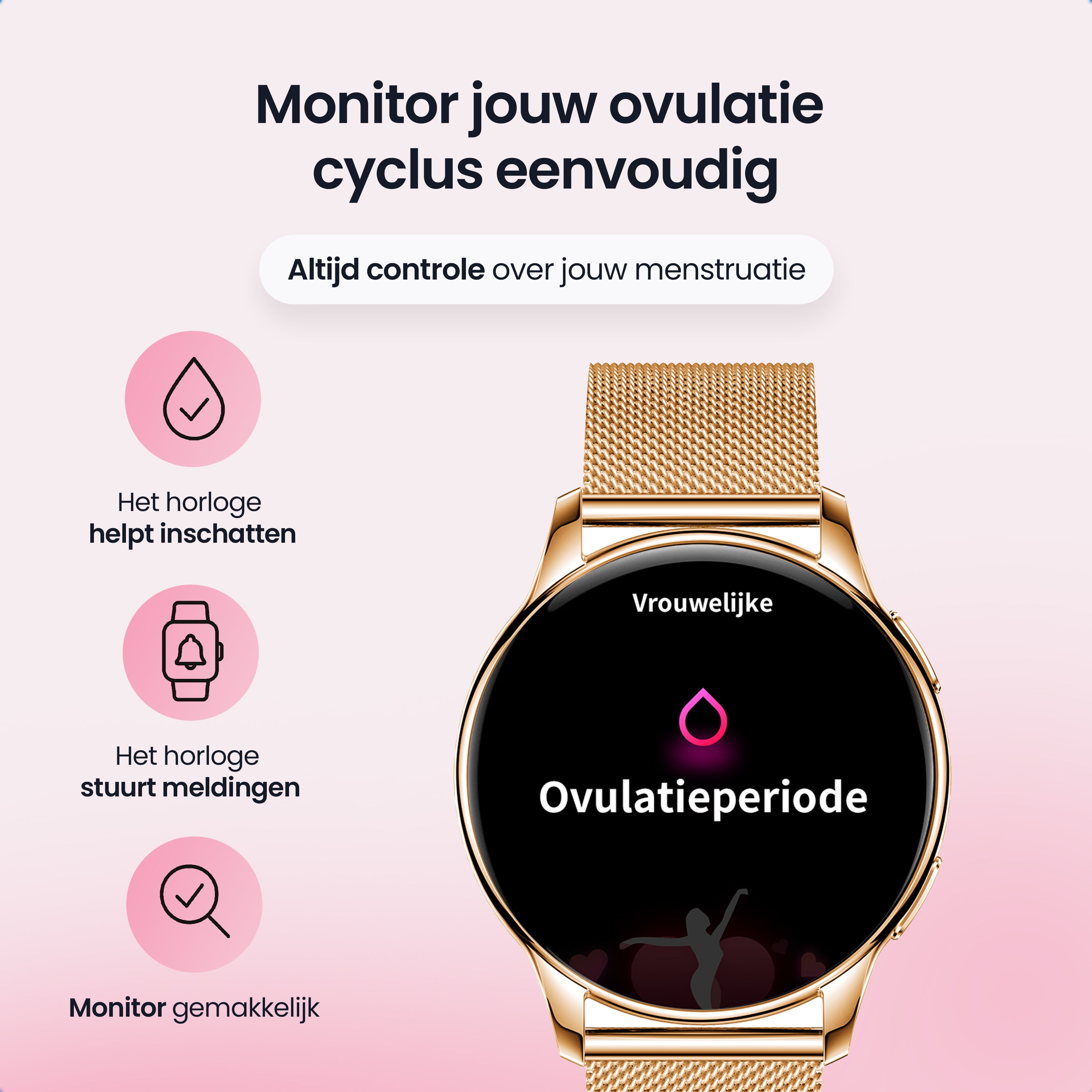 Siltcon Auréa Smartwatch Dames – Incl. 5 bandjes - Siltcon