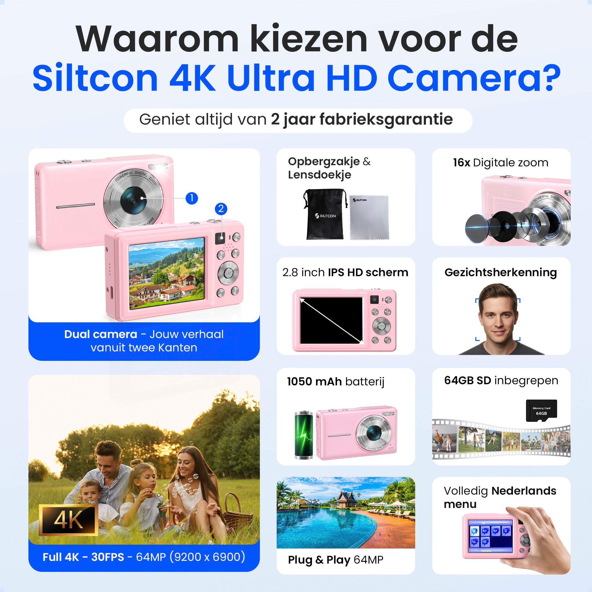 Siltcon Digitalkamera - 4K Rosa