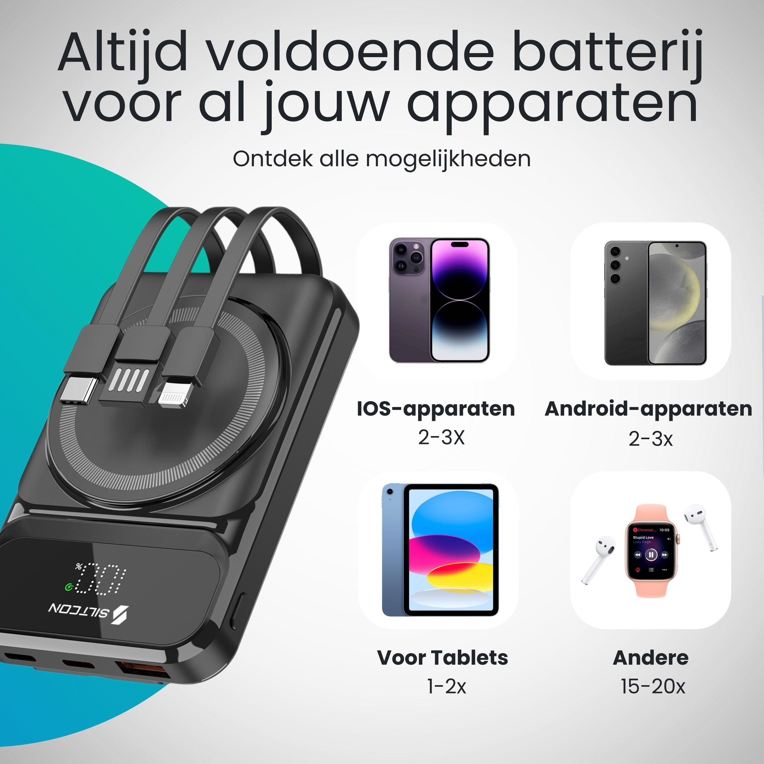 Magnetische Powerbank 10000 mAh - Siltcon