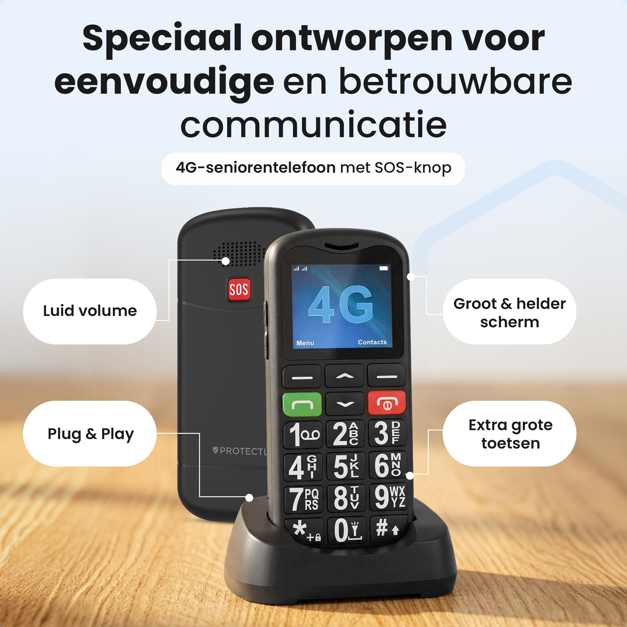Protectly® Senioren Telefoon - 4G