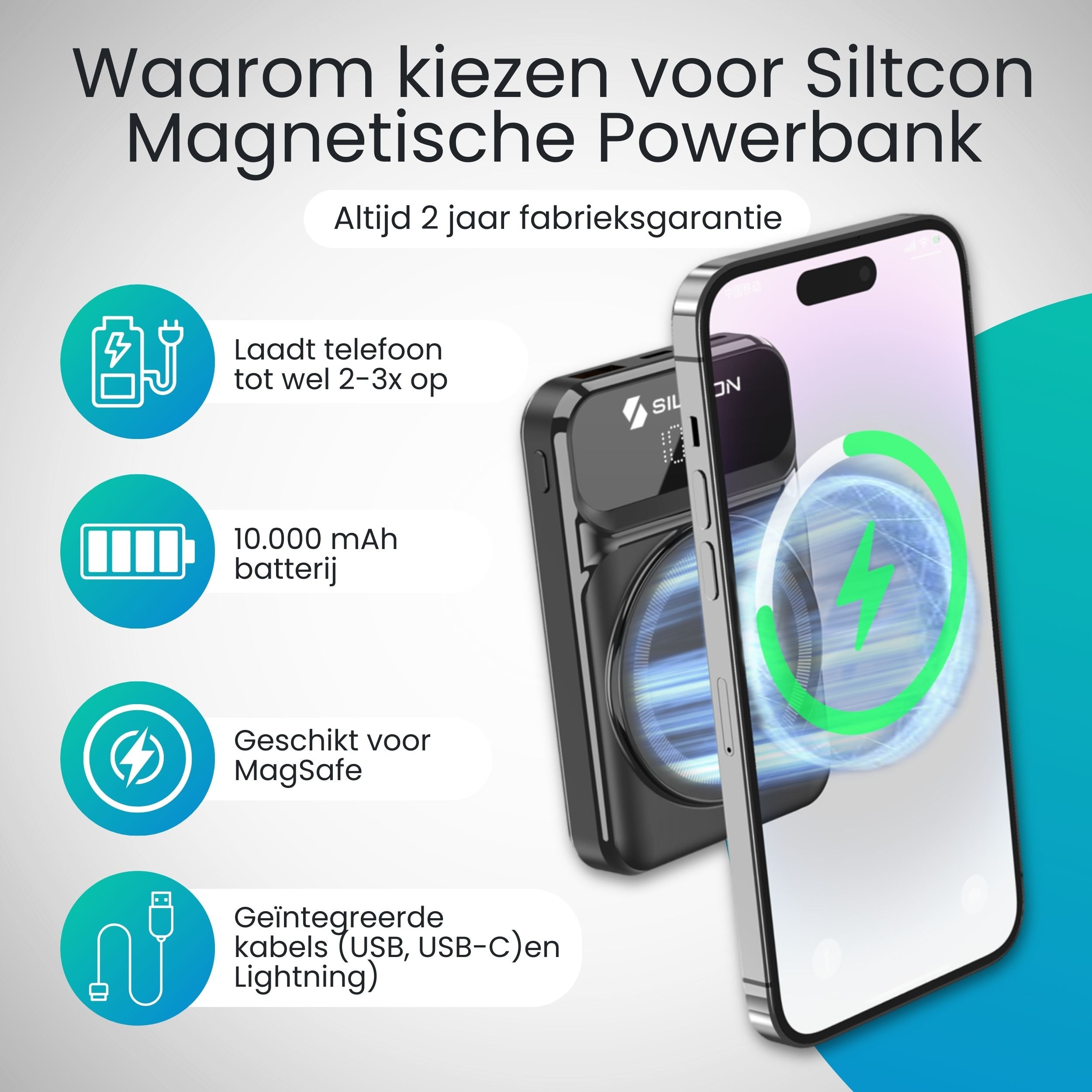 Magnetische Powerbank 10000 mAh - Siltcon