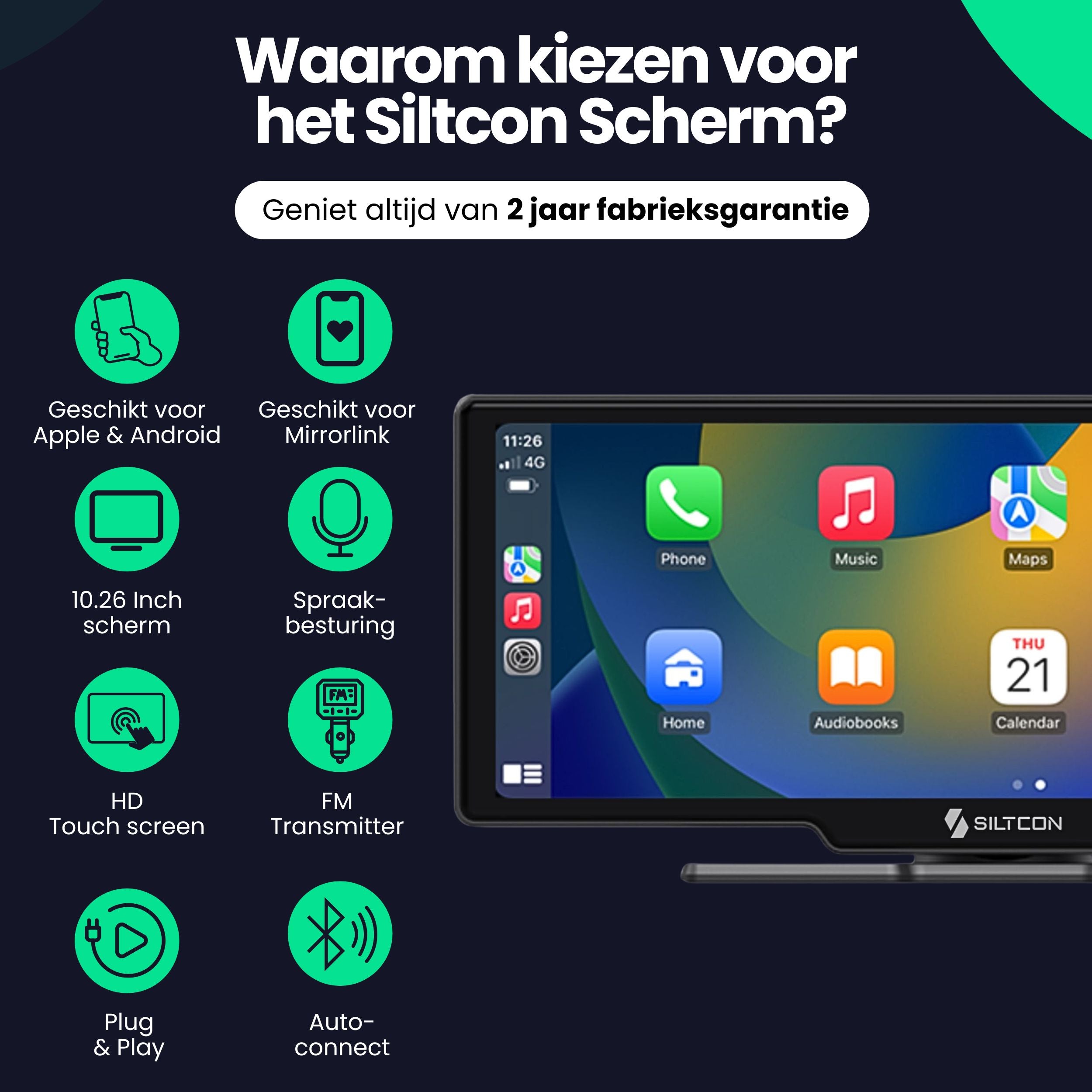 Siltcon® 10,26" CarPlay / Android Auto Bildschirm - Ohne Kamera