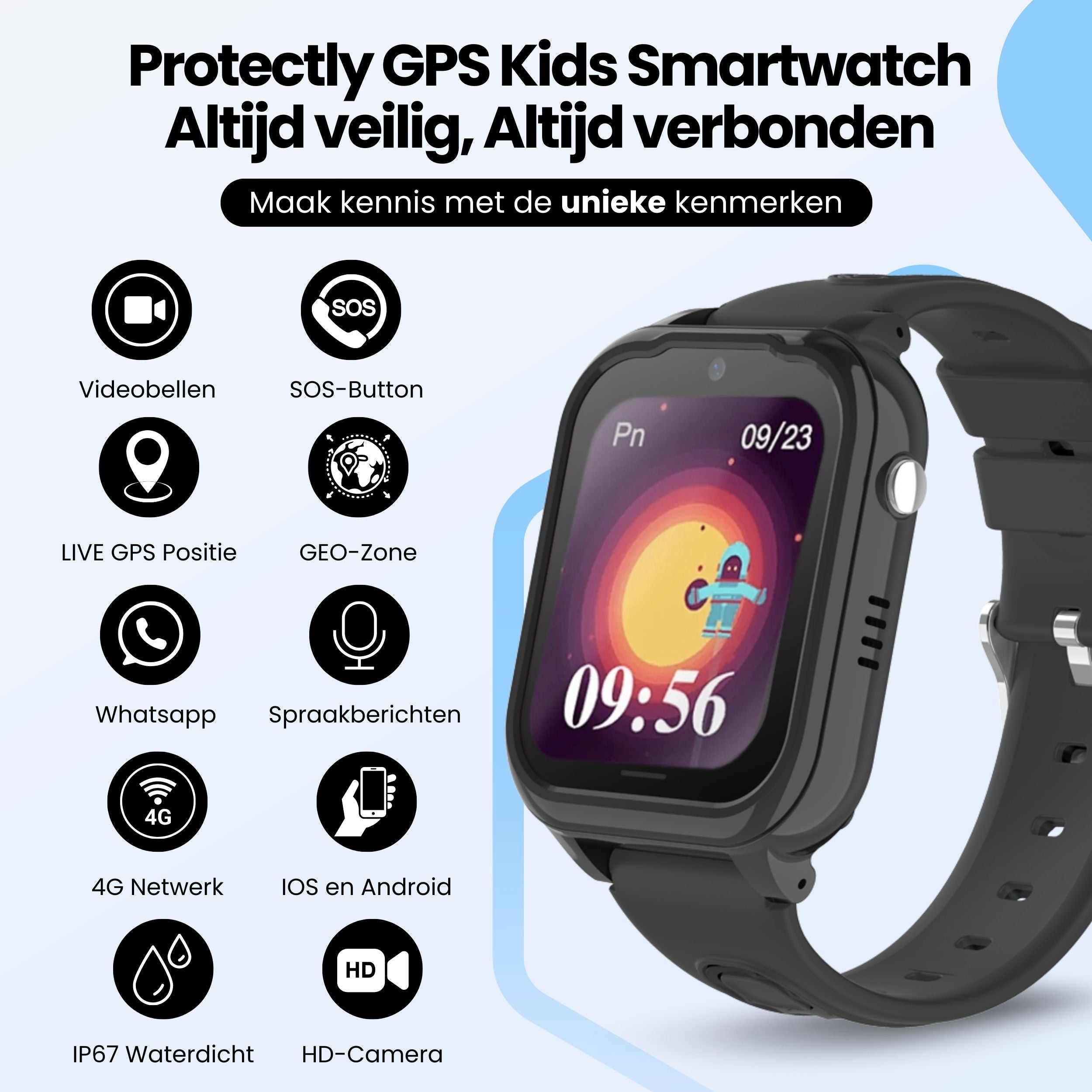 Protectly GPS Horloge Kind - Siltcon
