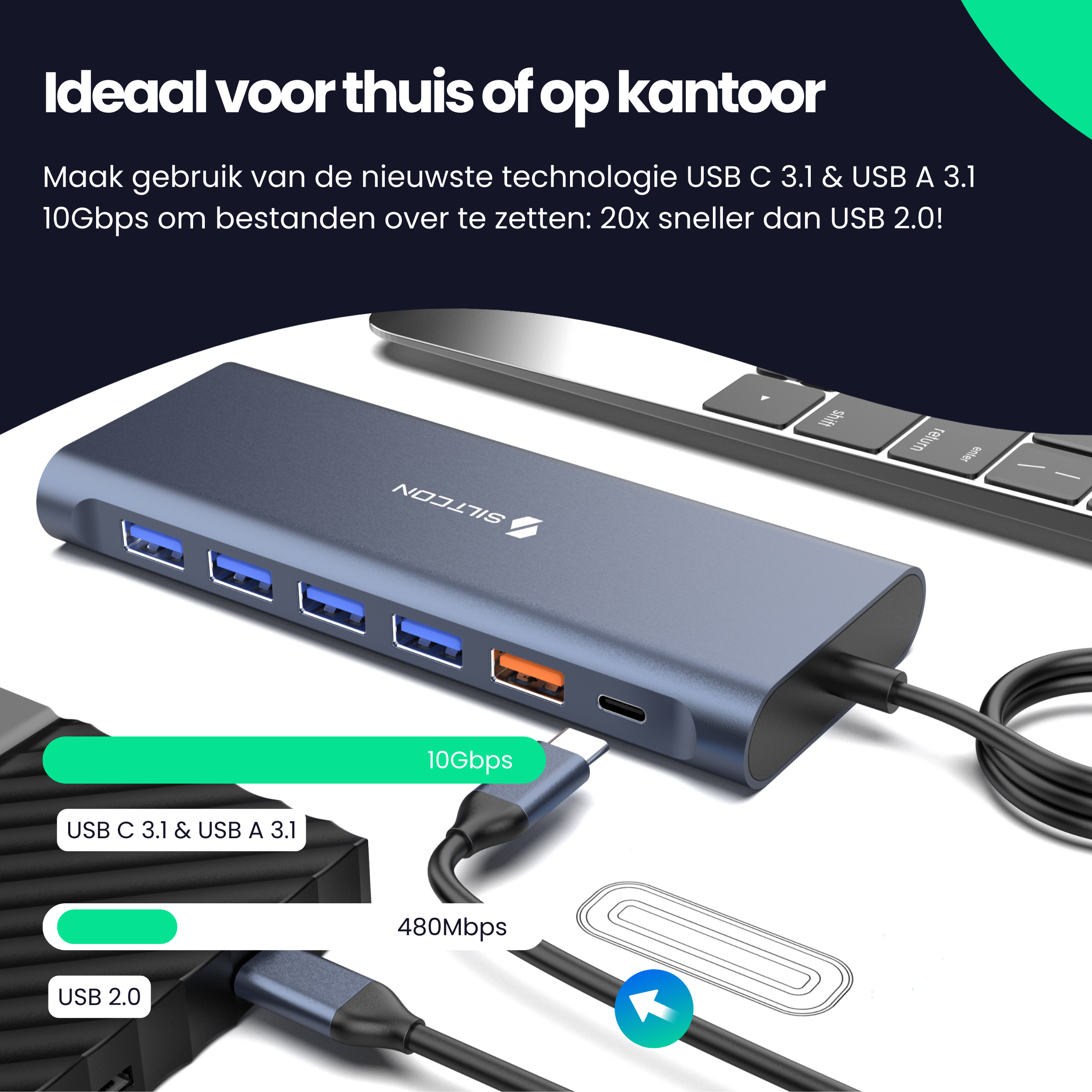 Siltcon 14-in-1 USB-C Hub – Laptop Docking Station - Siltcon