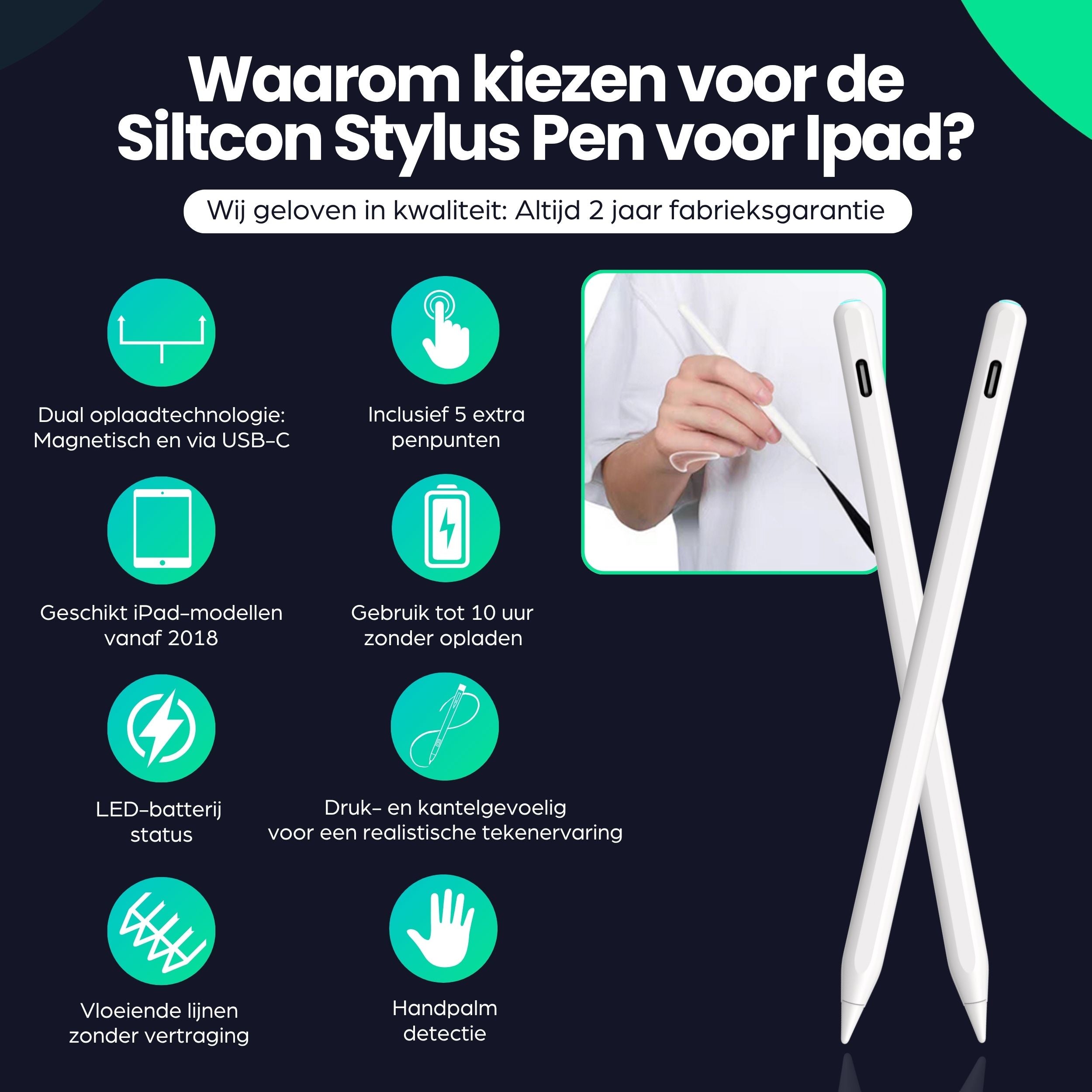 Siltcon Stylus Pen iPad – Magnetisch & Nauwkeurig Schrijven - Siltcon