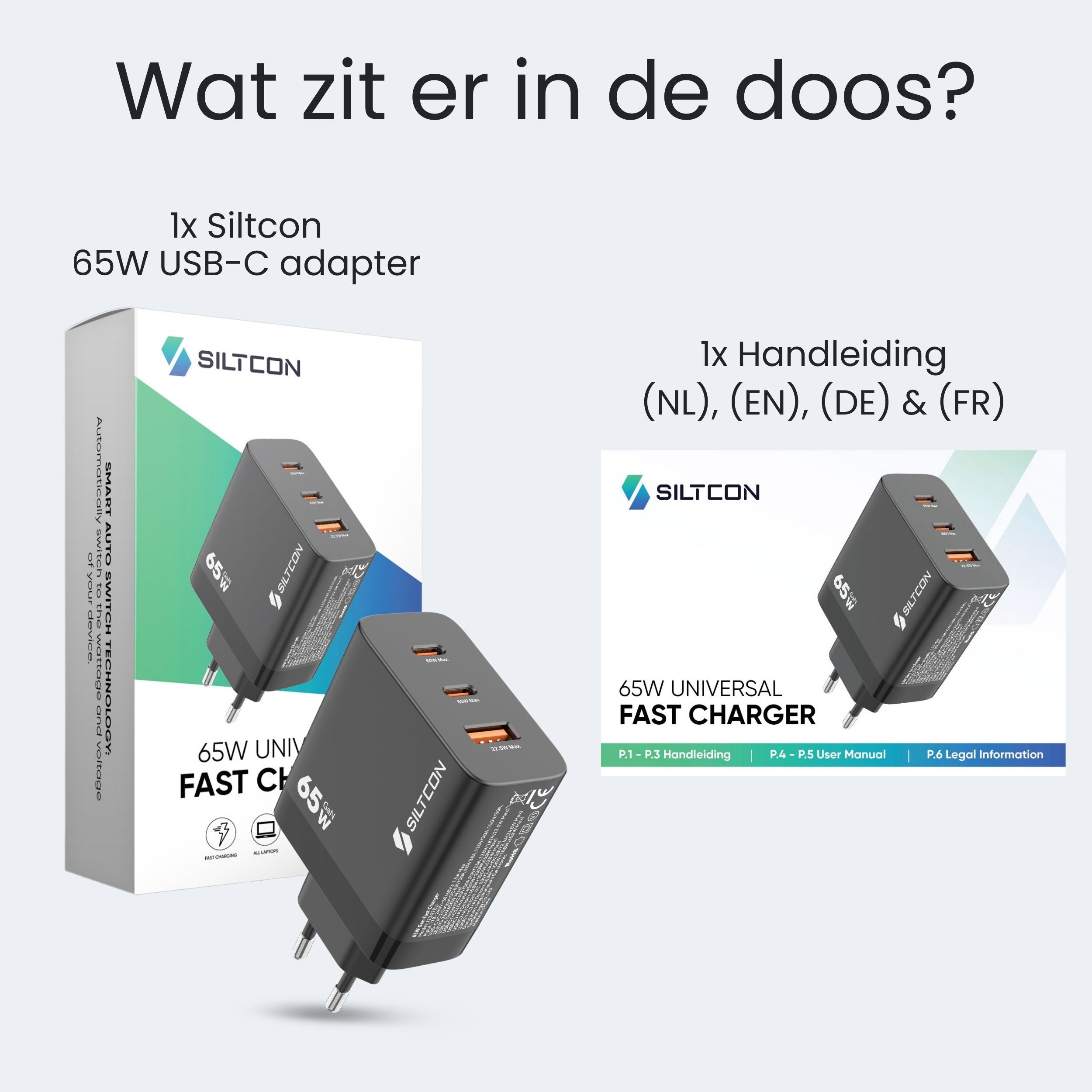 Siltcon – 65W USB-C Snellader - Siltcon