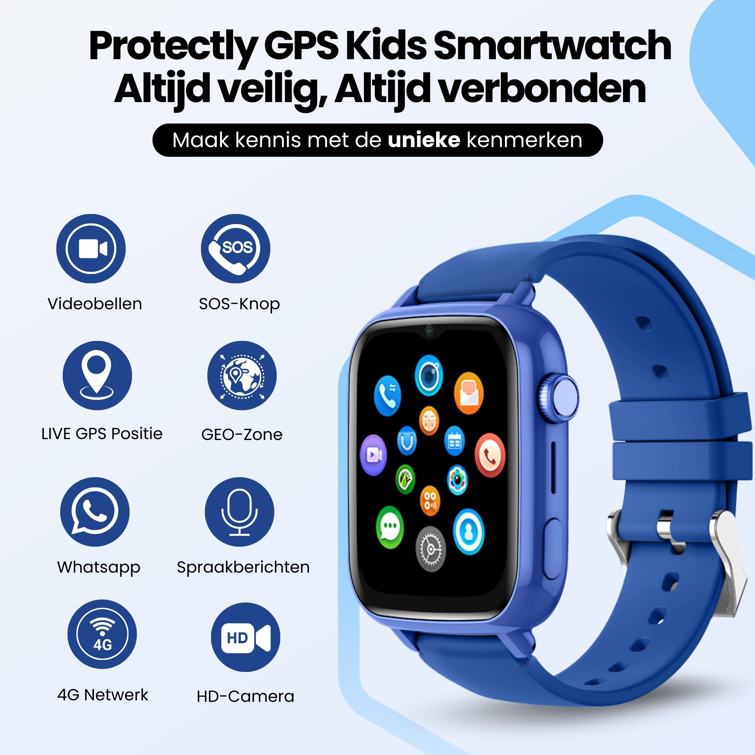 Protectly® GPS Uhr Kind - Blau