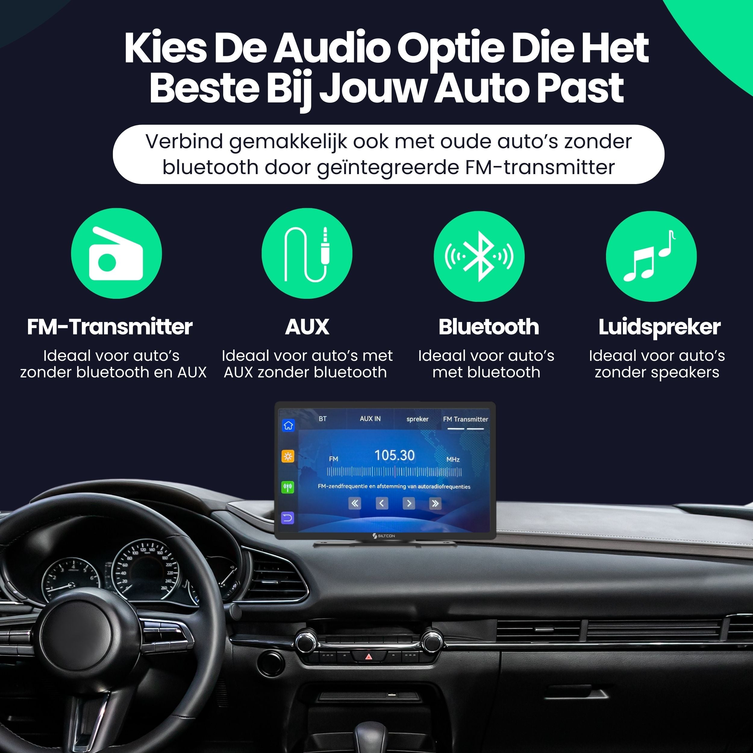 Siltcon 9” Carplay / Android Auto Scherm - Siltcon