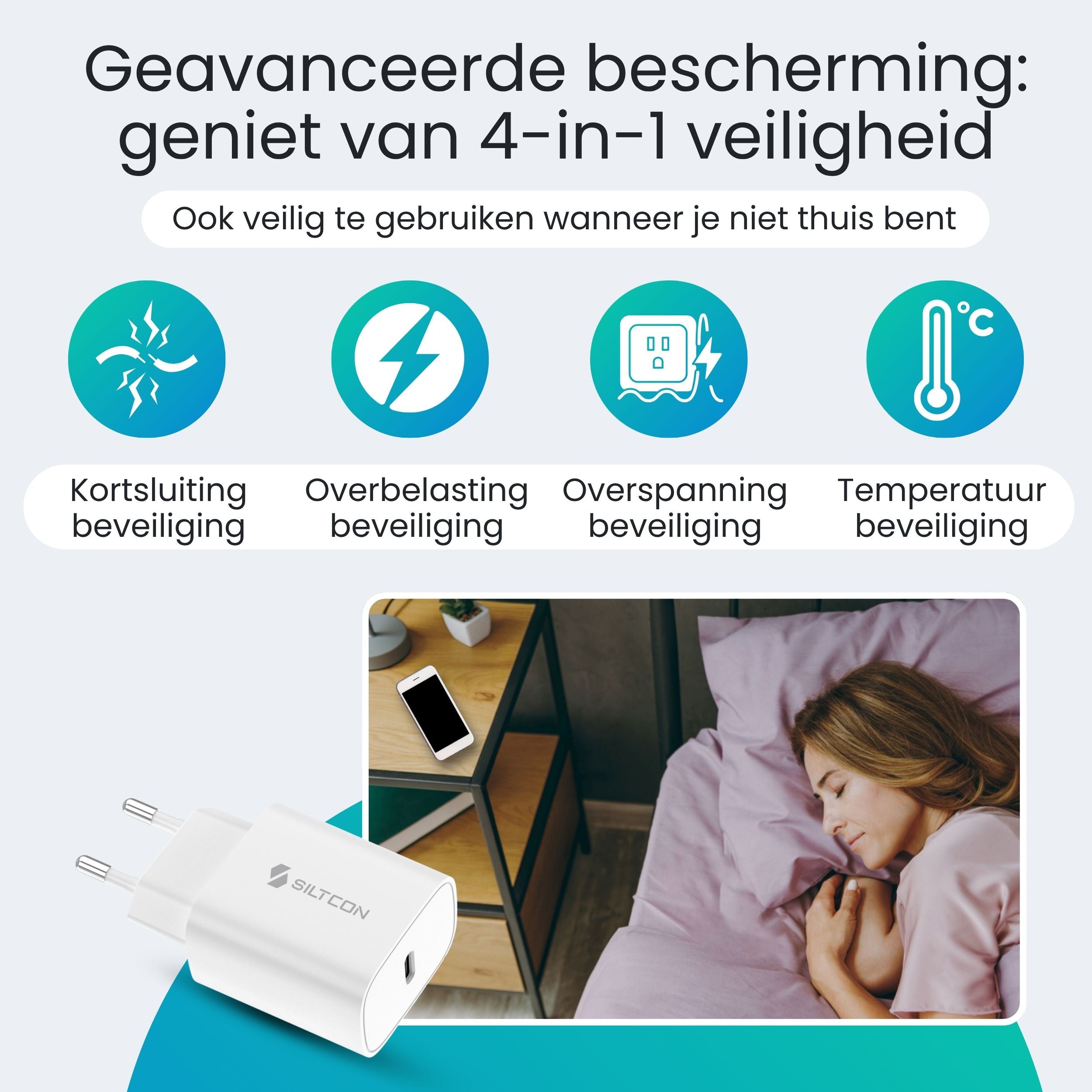 Siltcon 35W iPhone Snellader – USB-C naar Lightning Adapter 2m – iPad / iPhone / AirPods Oplader - Siltcon