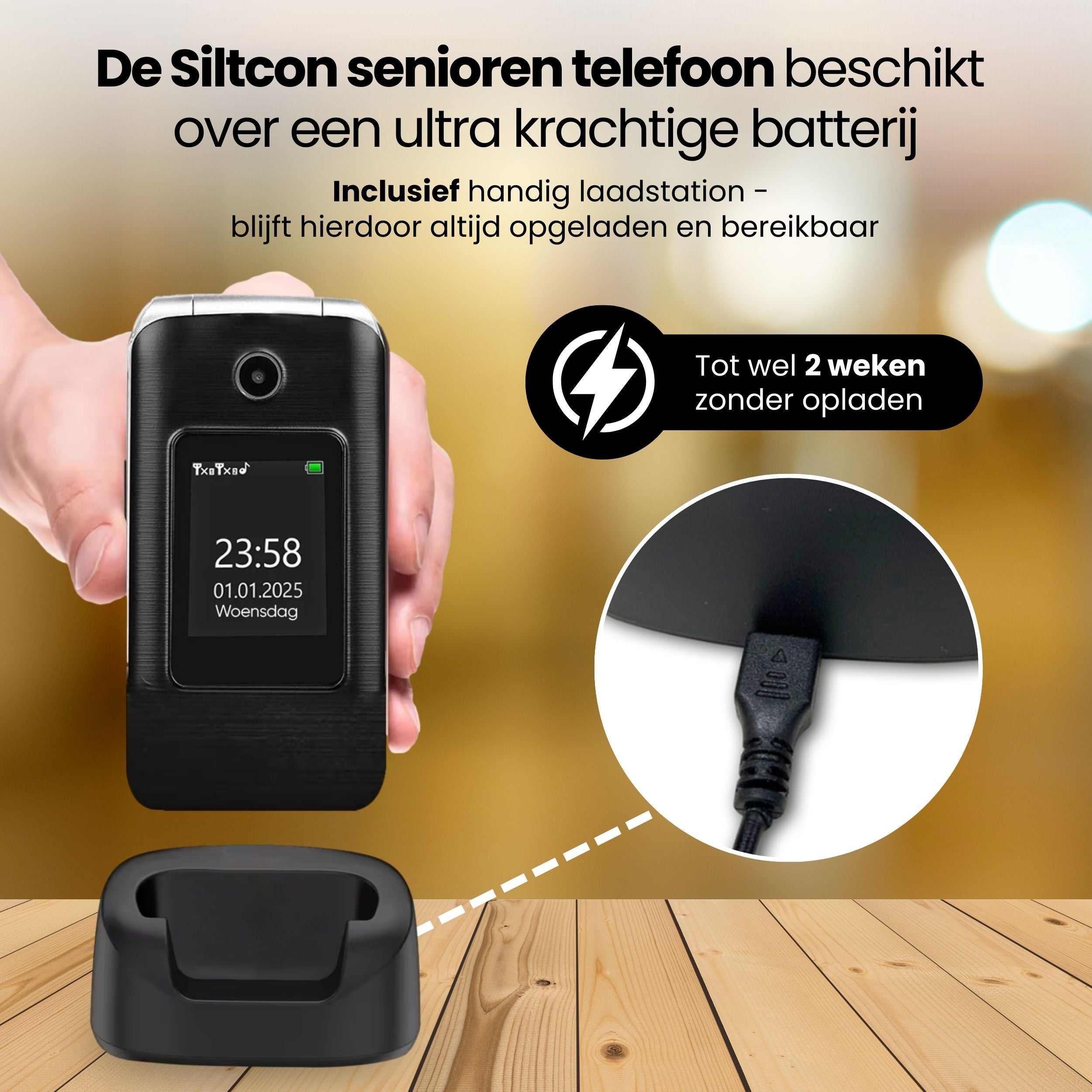 Siltcon Senioren Telefoon Klapbaar – Grote toetsen – SOS-noodknop & 4G - Siltcon