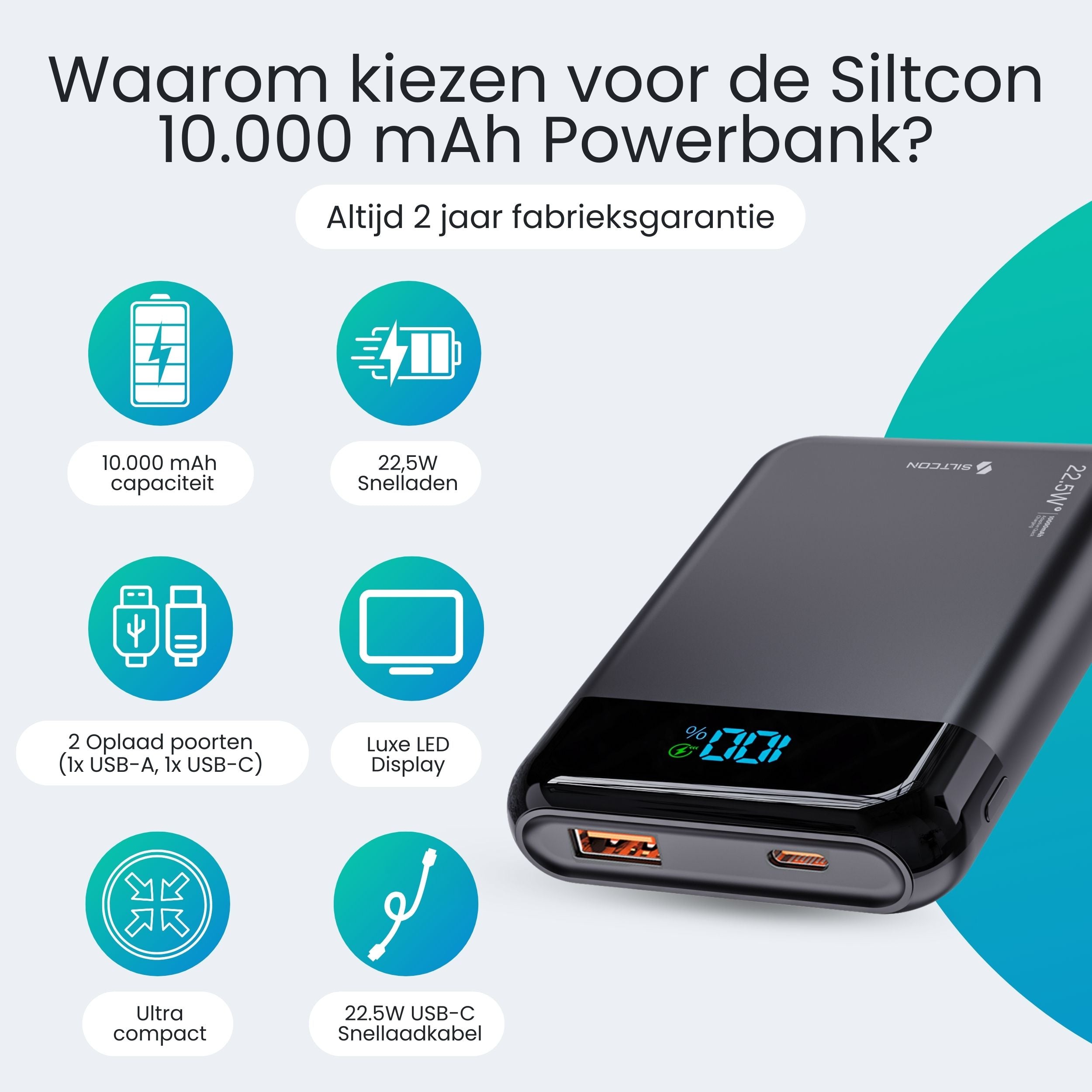 Siltcon® Ultra Kompakte Powerbank 10000 mAh