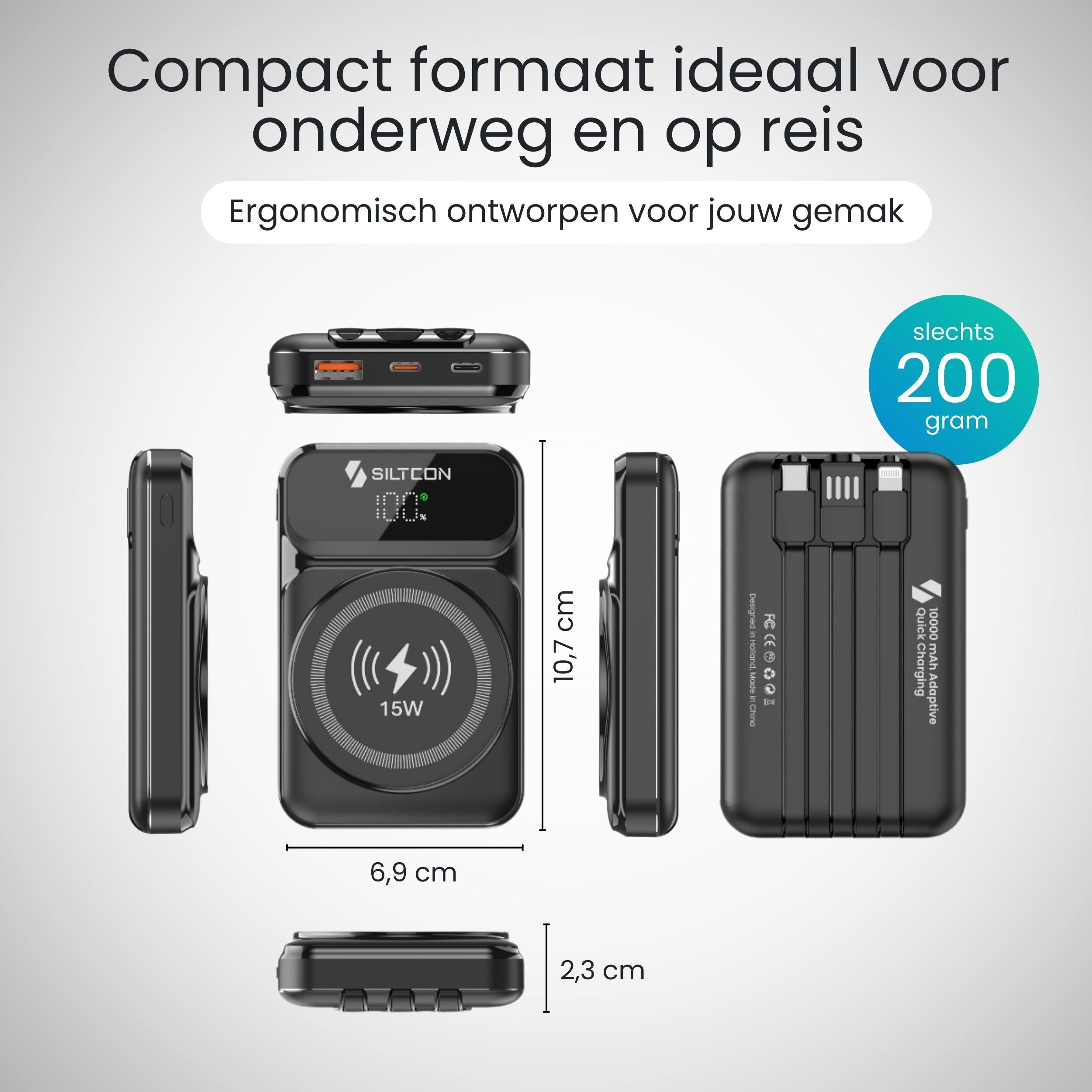 Magnetische Powerbank 10000 mAh - Siltcon
