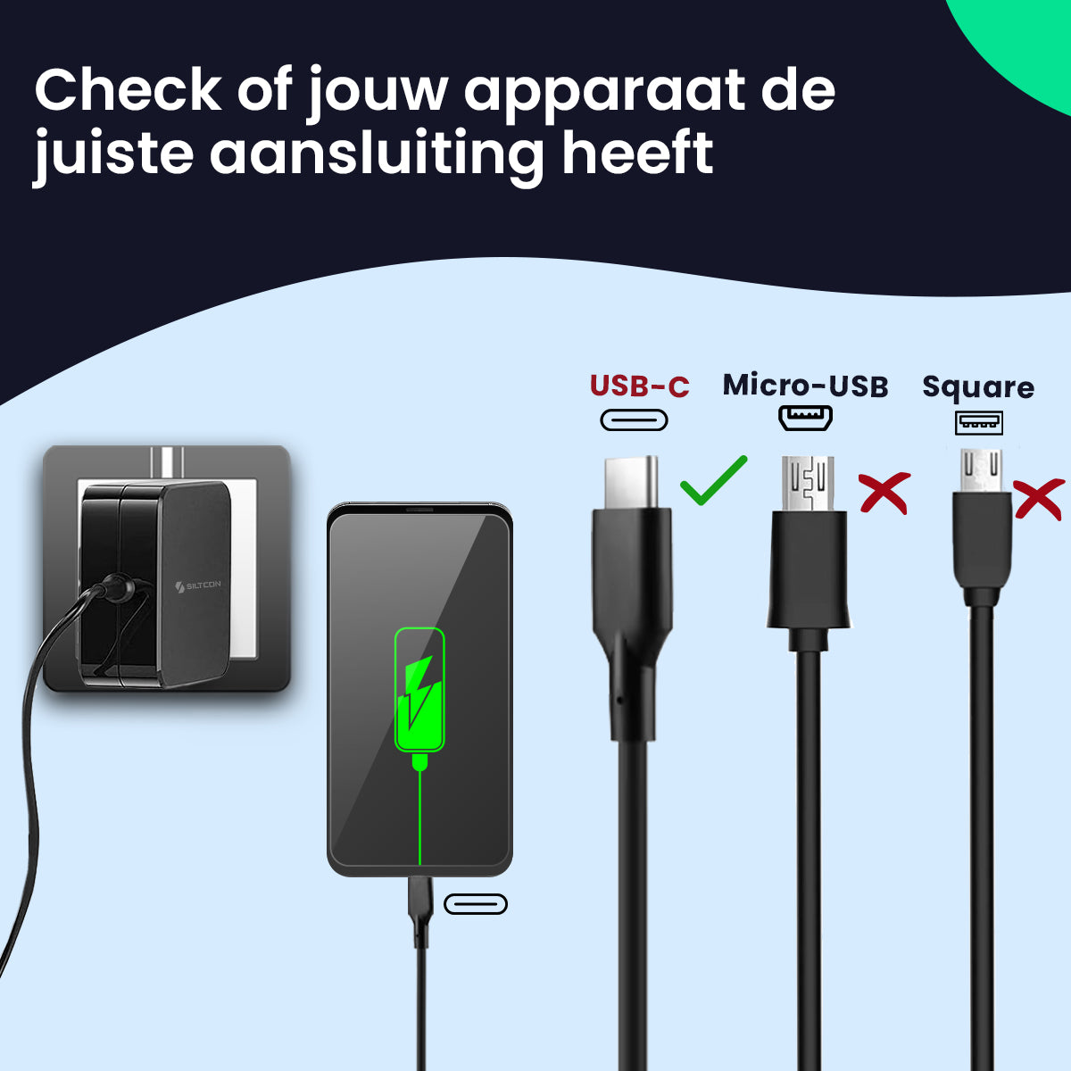Siltcon USB-C Oplader 100W Snellader - Siltcon
