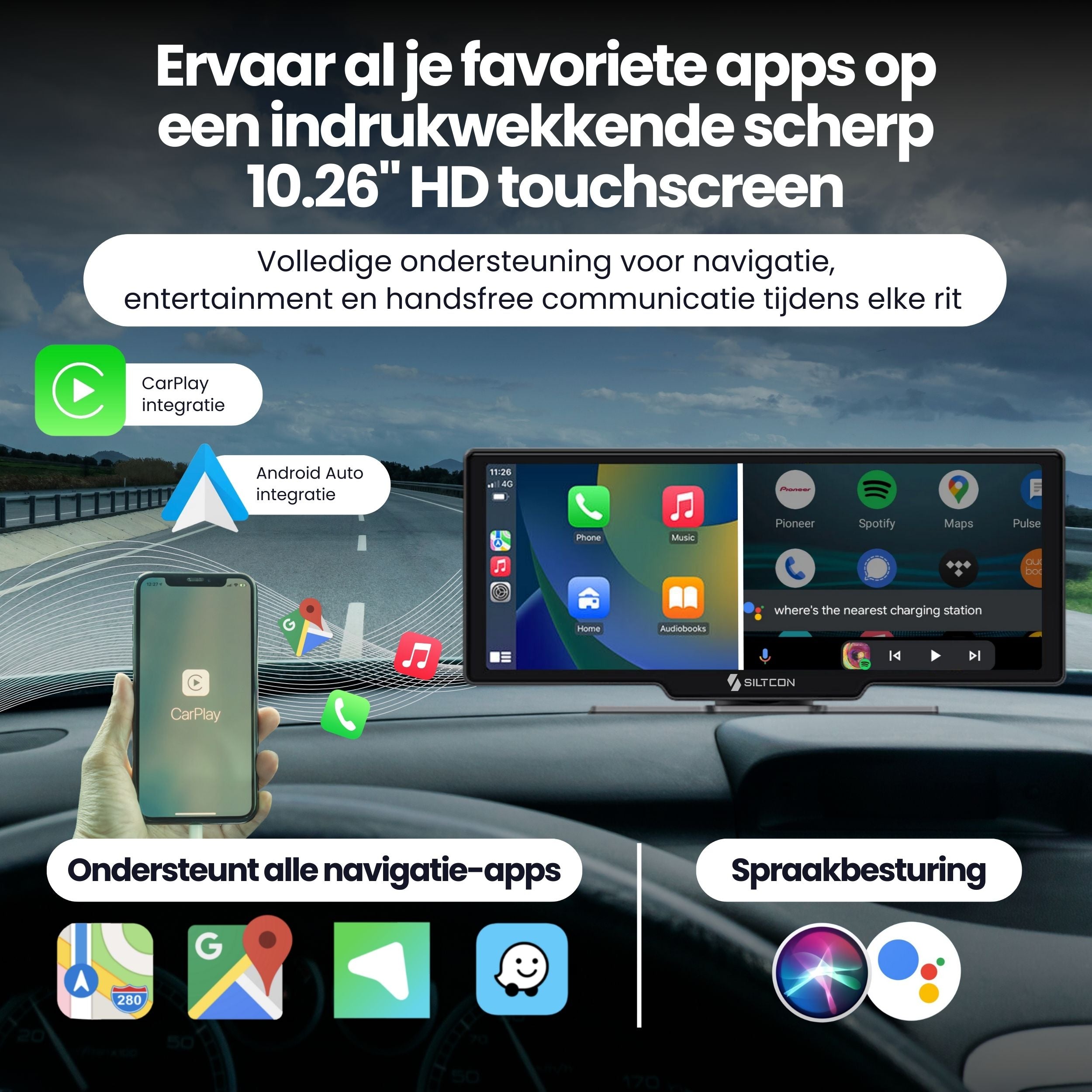 Siltcon® 10,26" CarPlay / Android Auto Bildschirm - Ohne Kamera