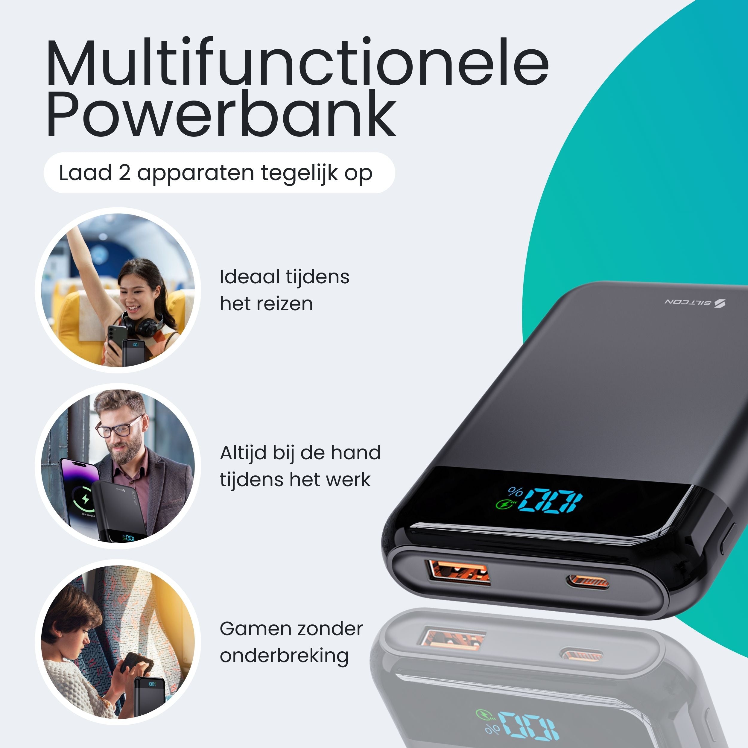 Siltcon® Ultra Kompakte Powerbank 10000 mAh