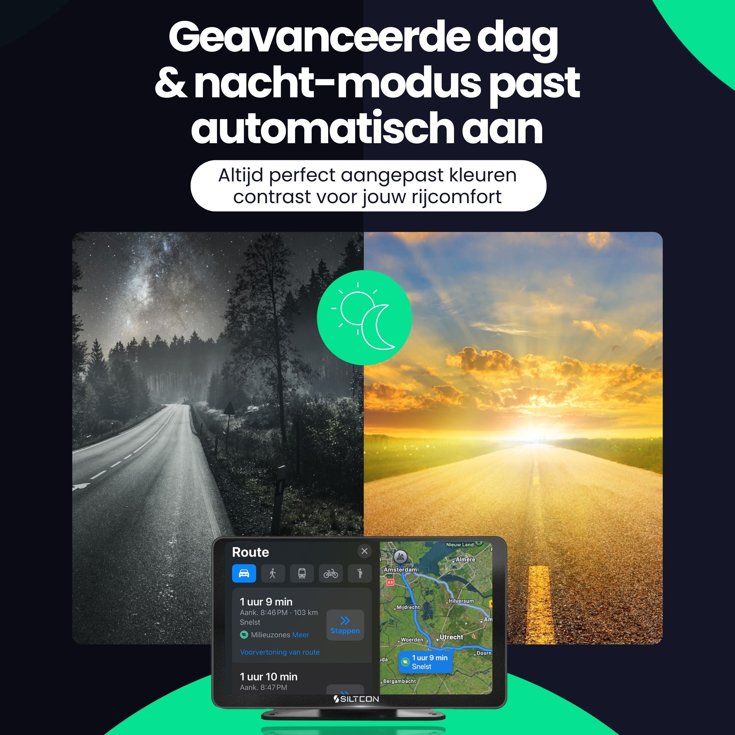 Siltcon CarPlay Scherm 7 Inch – Geschikt voor Apple & Android – Draadloos gebruik - Siltcon