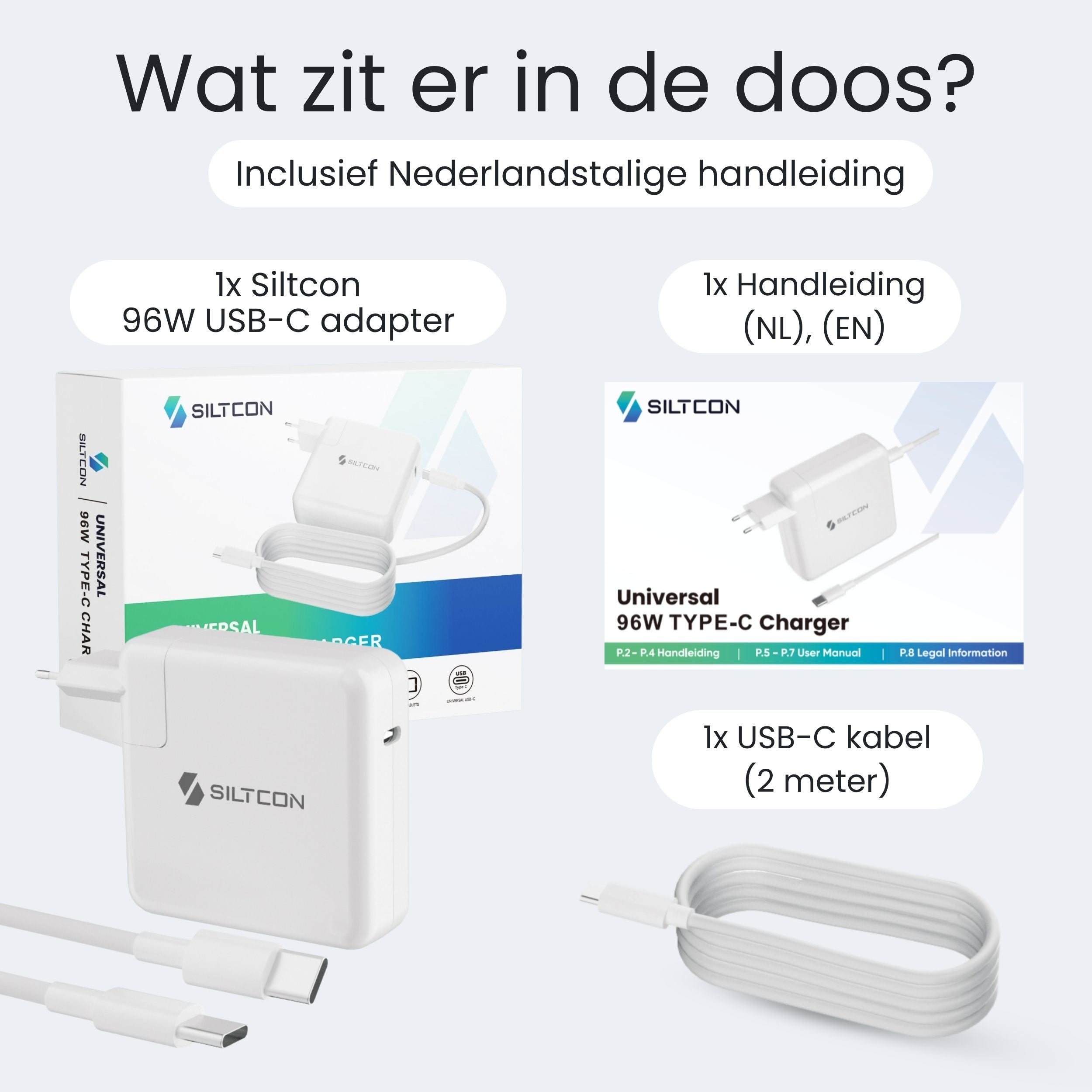 Siltcon USB-C Adapter 96W – Snellader MacBook, iPhone & Laptop - Siltcon