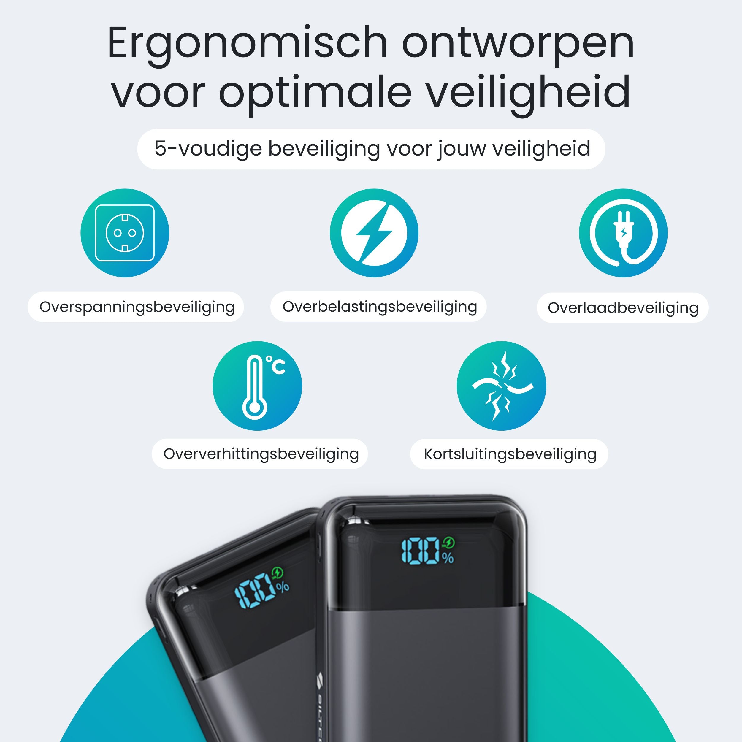 Siltcon Powerbank 30000 mAh – Snelladen & LED Display - Siltcon