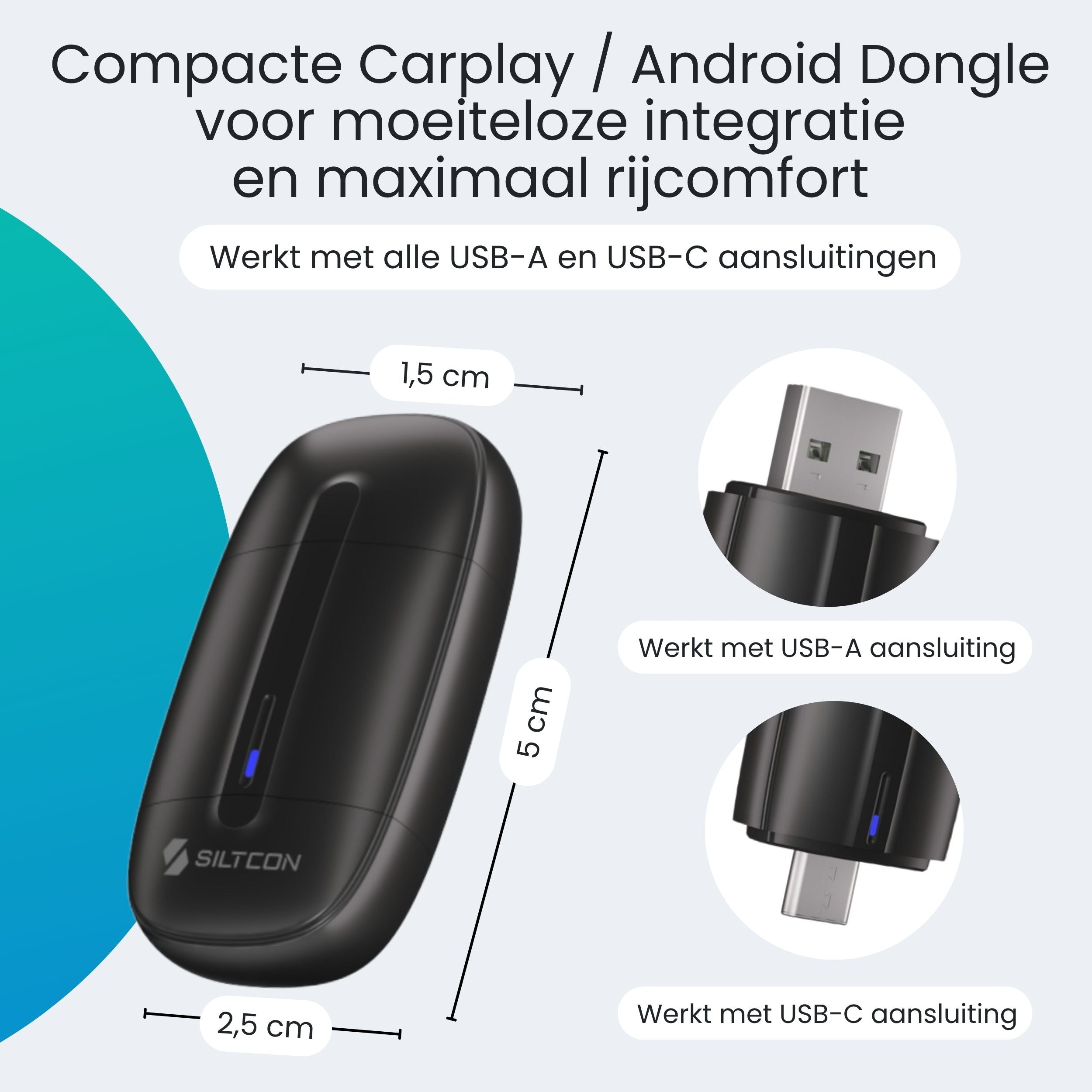 Siltcon® CarPlay Dongle – Draadloos CarPlay & Android Auto - Siltcon