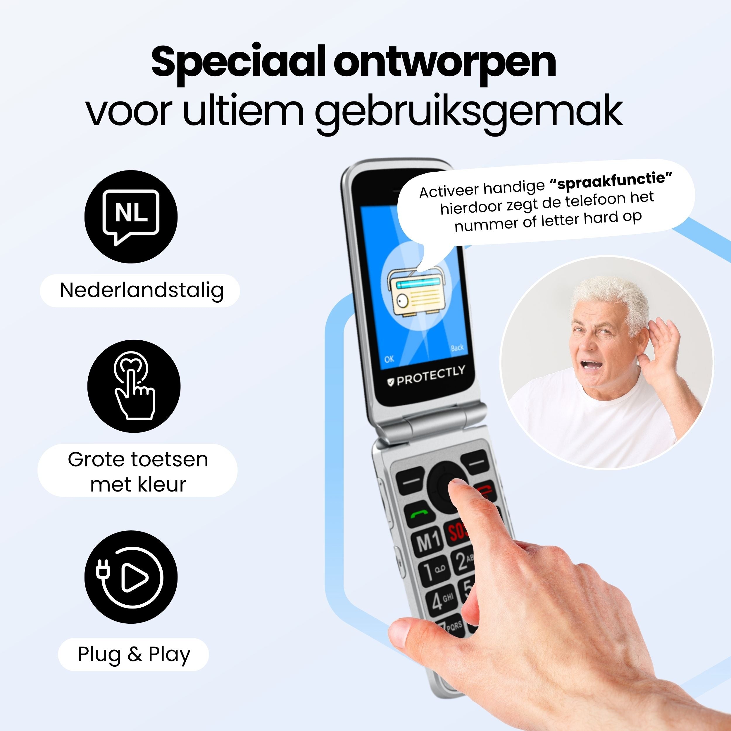Siltcon Senioren Telefoon Klapbaar – Grote toetsen – SOS-noodknop & 4G - Siltcon
