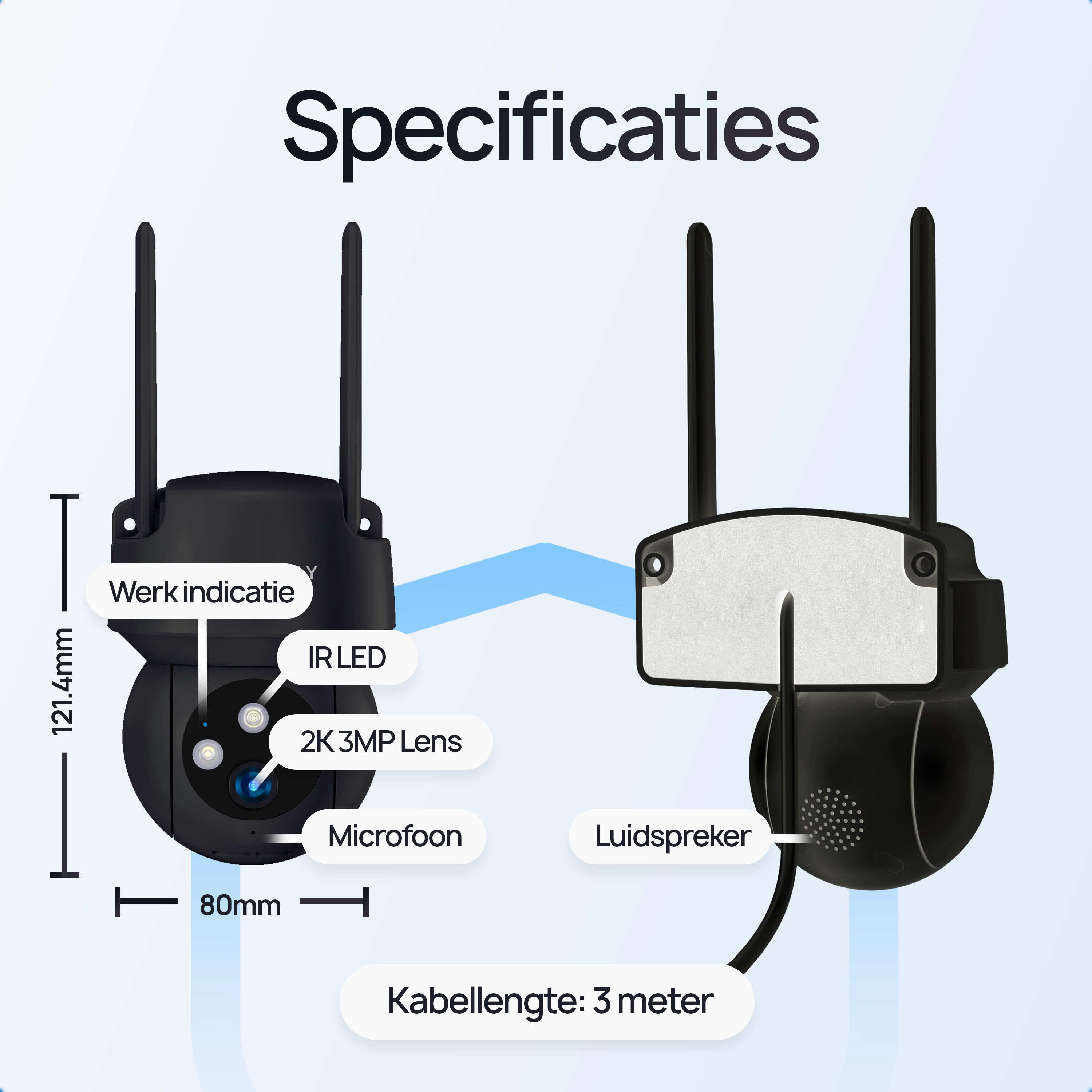 Protectly Beveiligingscamera Buiten 2K 3MP – Nachtzicht & Appbediening - Siltcon