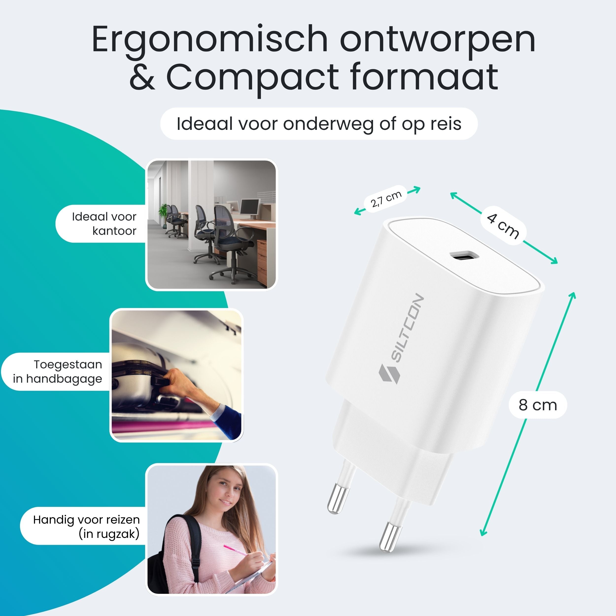 Siltcon 35W iPhone Snellader – USB-C naar Lightning Adapter 2m – iPad / iPhone / AirPods Oplader - Siltcon