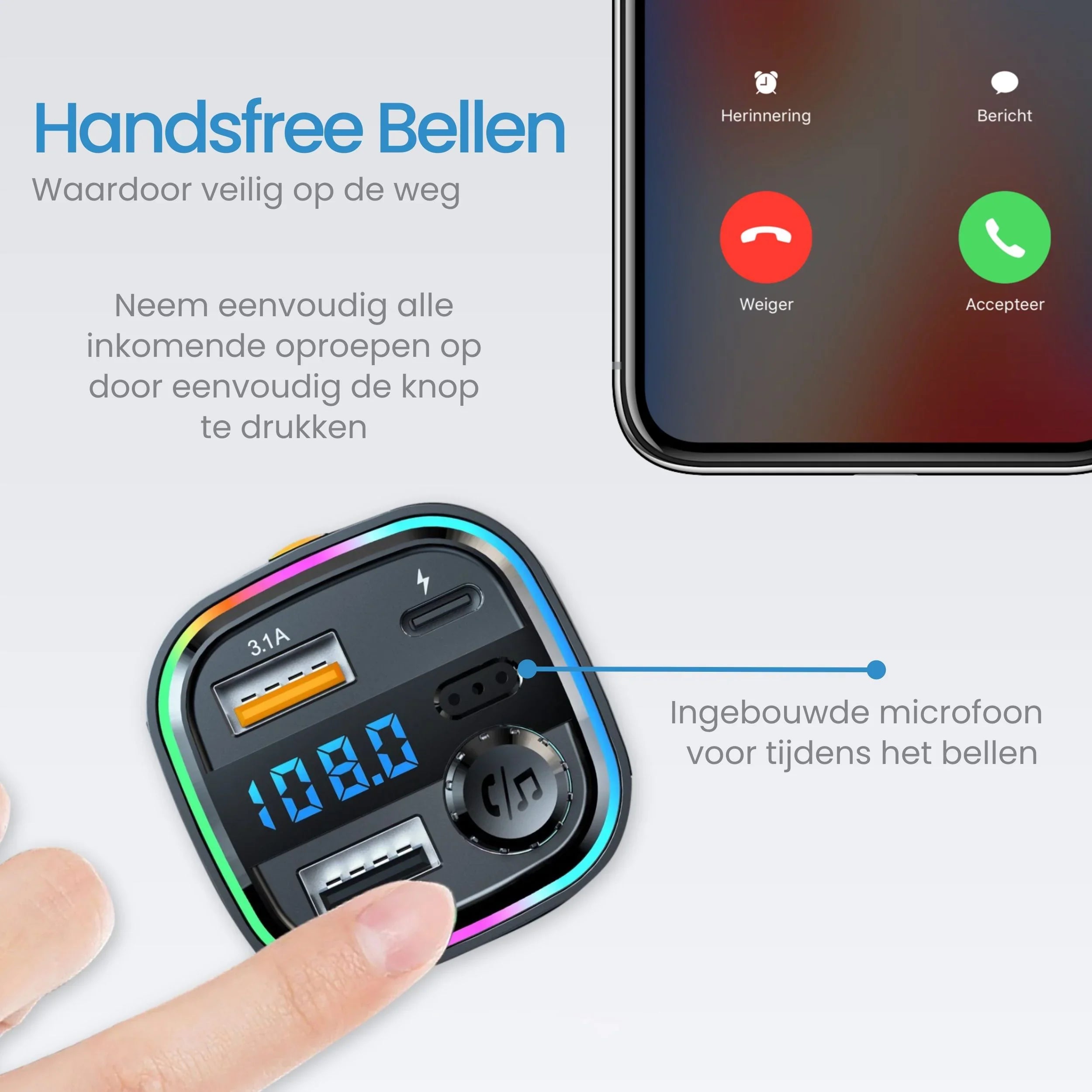 Siltcon Bluetooth FM Transmitter Auto – Snellader - Siltcon