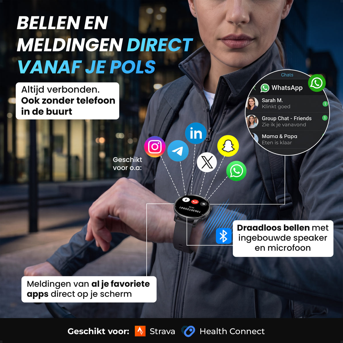 Siltcon® FitTrack Pro Smartwatch dames & heren