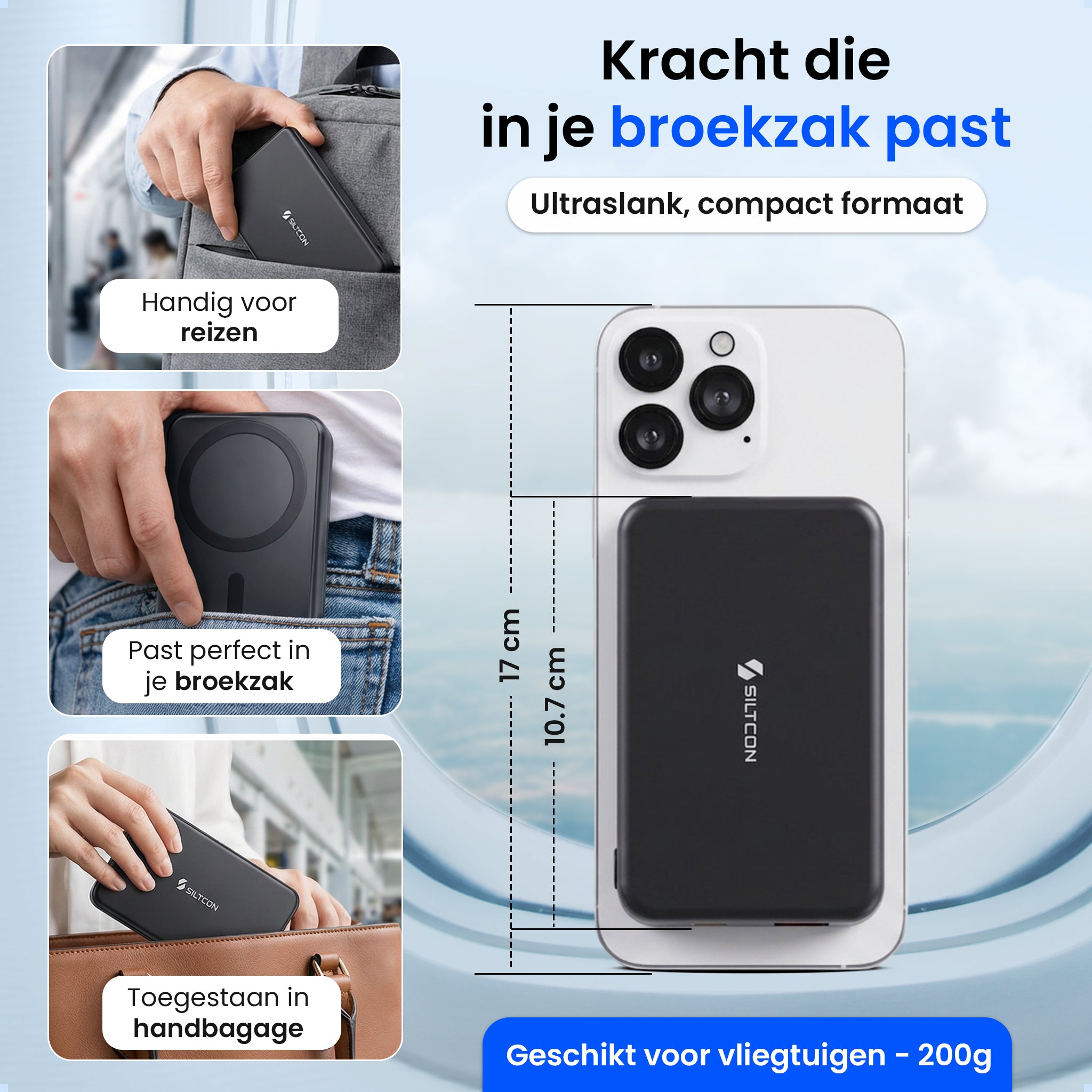 Siltcon® Kabellose Powerbank 10000 mAh