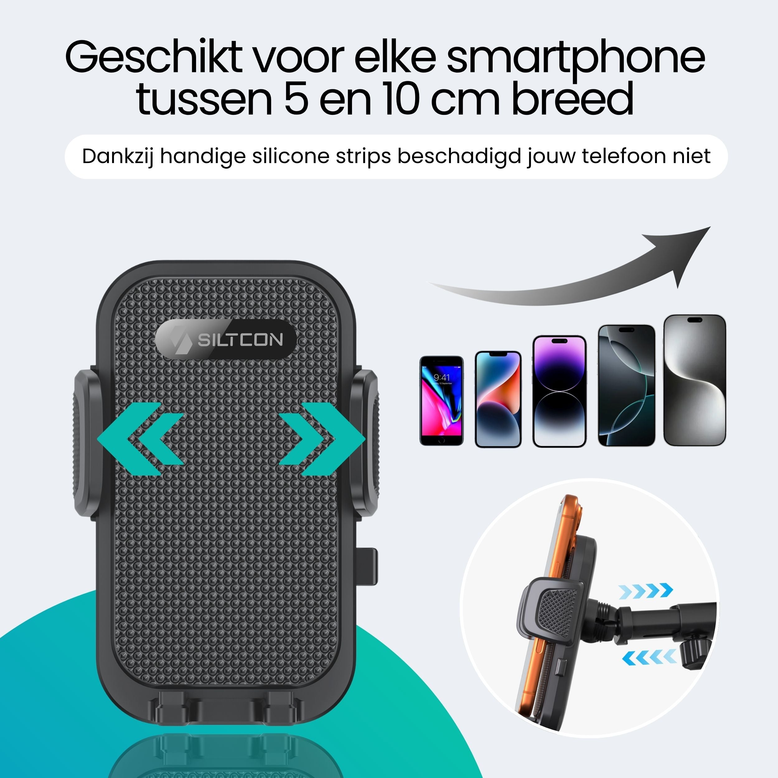 Siltcon Universele Telefoonhouder Auto – Zuignap Bevestiging & 360° Draaibaar - Siltcon