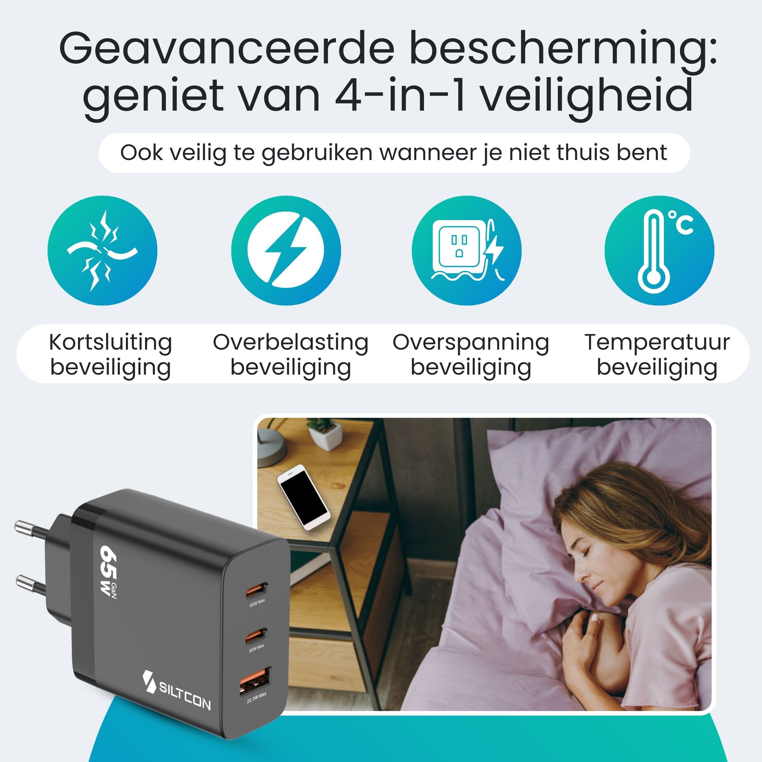 Siltcon – 65W USB-C Snellader - Siltcon