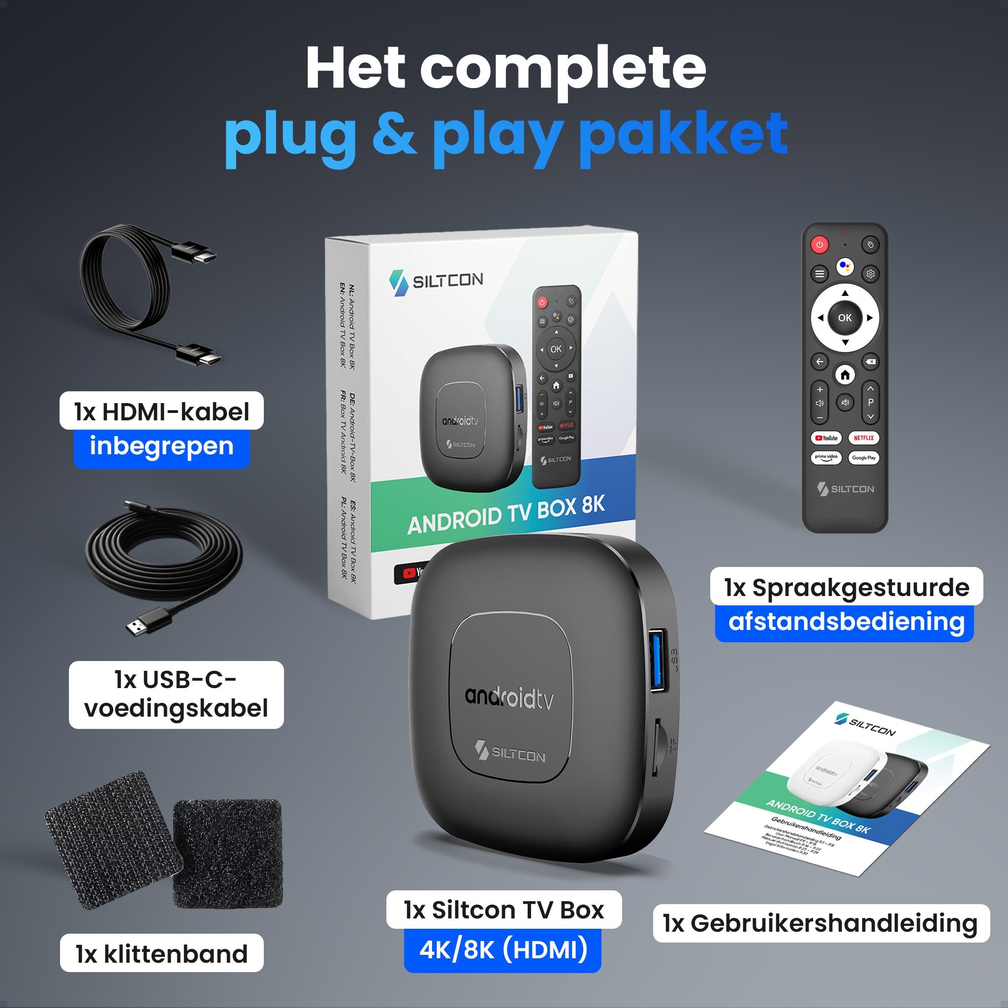Siltcon® Android TV Box 4K & 8K HDR - Zwart