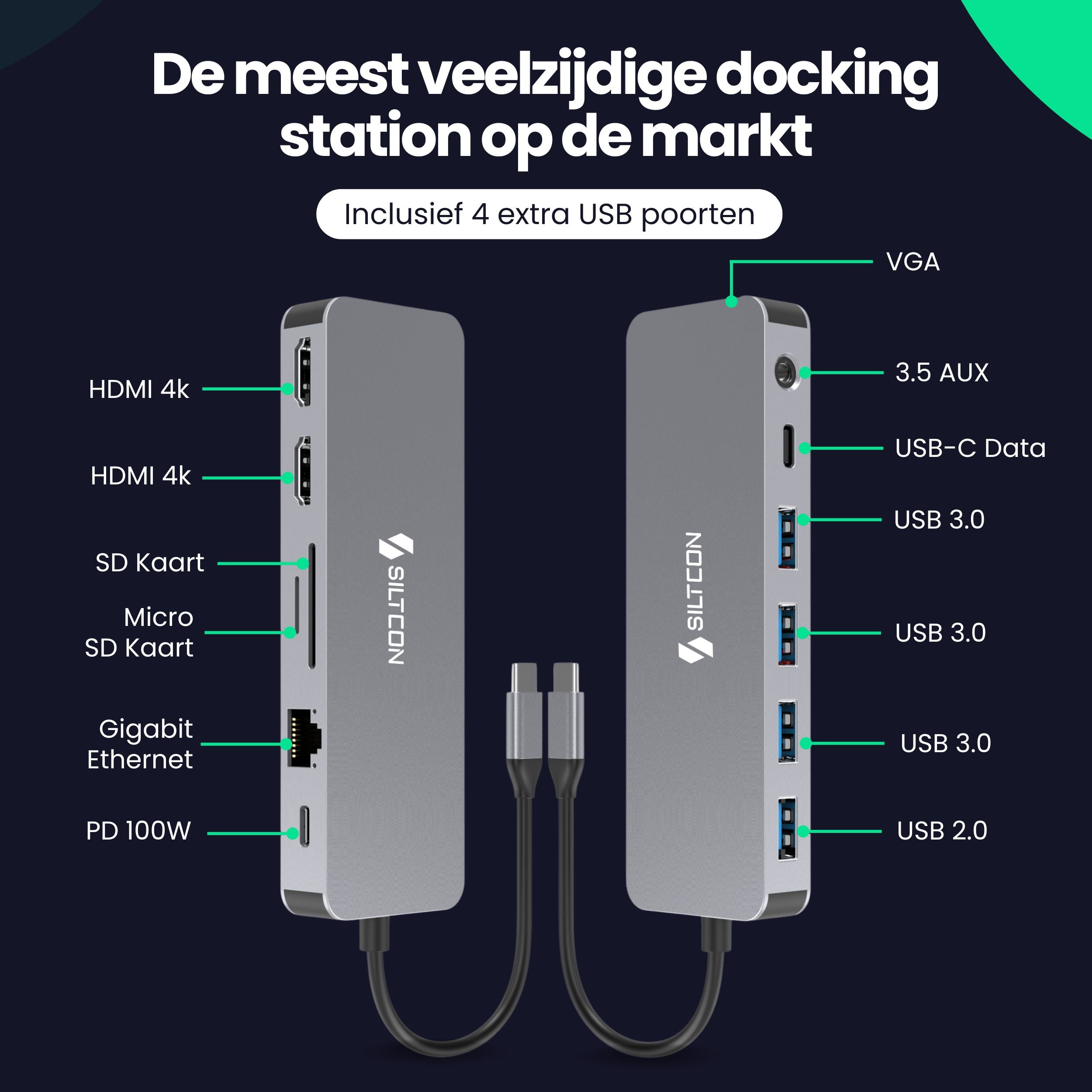 Siltcon 13-in-1 USB-C Hub – HDMI 4K - Siltcon