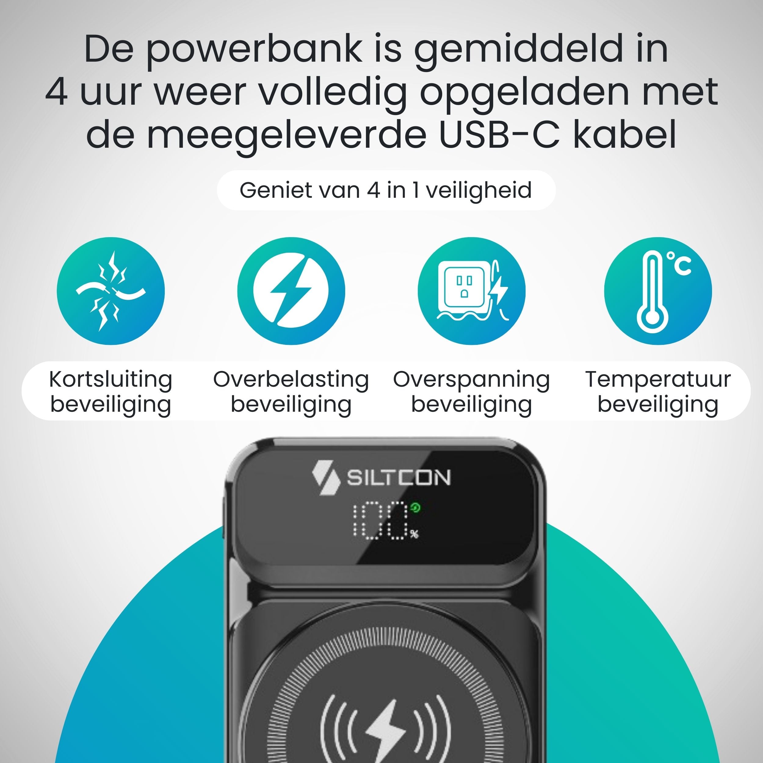 Magnetische Powerbank 10000 mAh - Siltcon