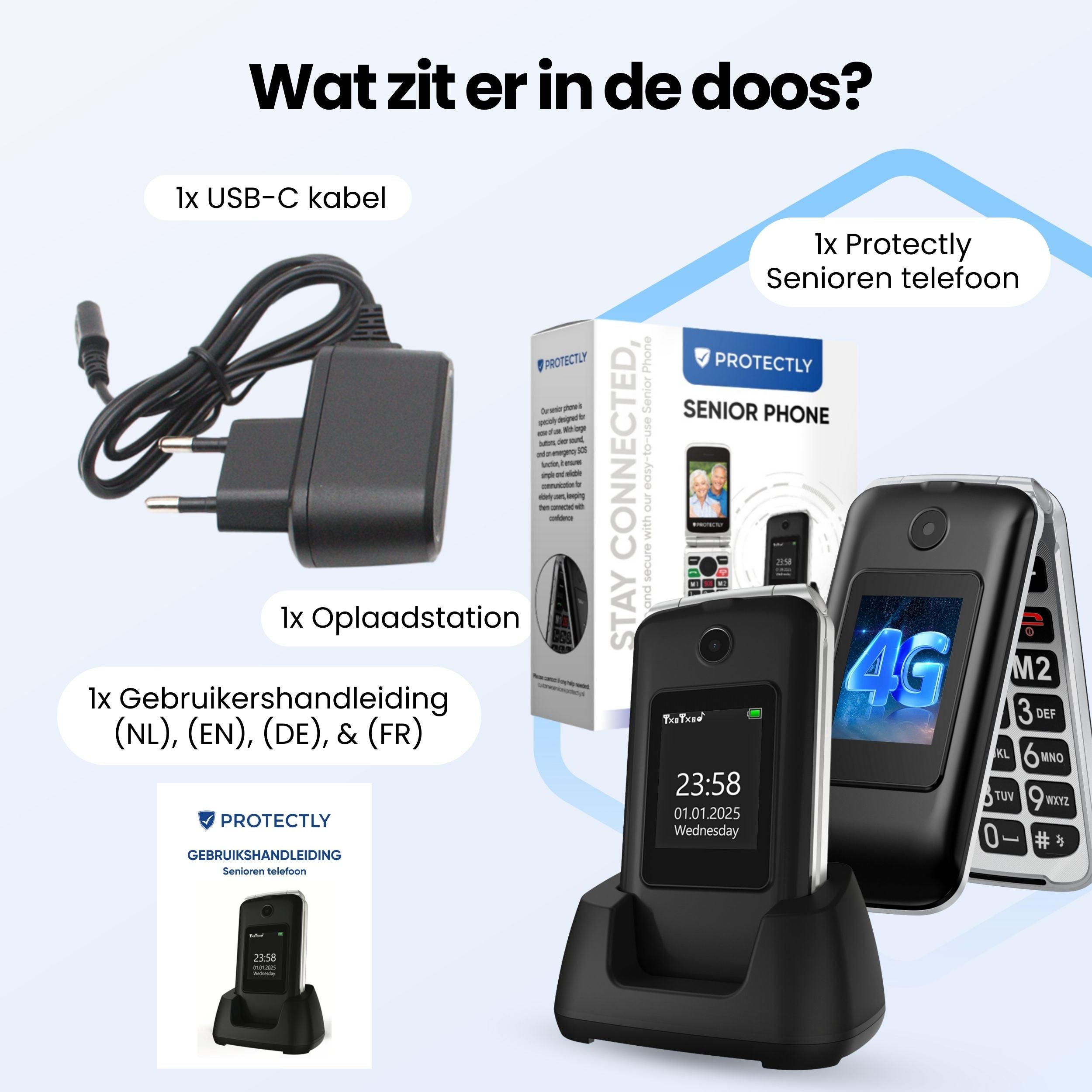 Siltcon Senioren Telefoon Klapbaar – Grote toetsen – SOS-noodknop & 4G - Siltcon