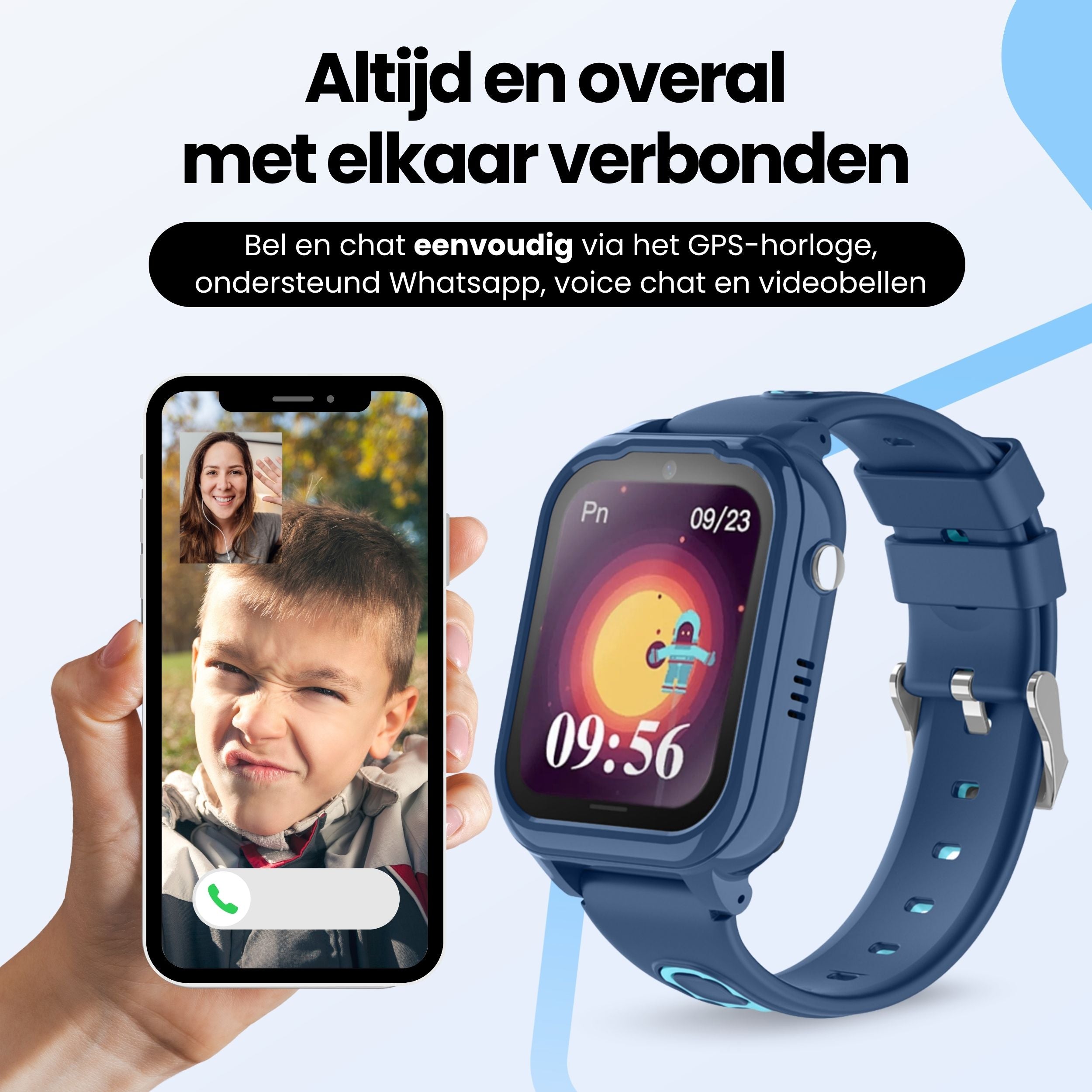 Protectly Kids Smartwatch – GPS horloge kinderen – Smartwatch kind met bellen - Blauw - Siltcon