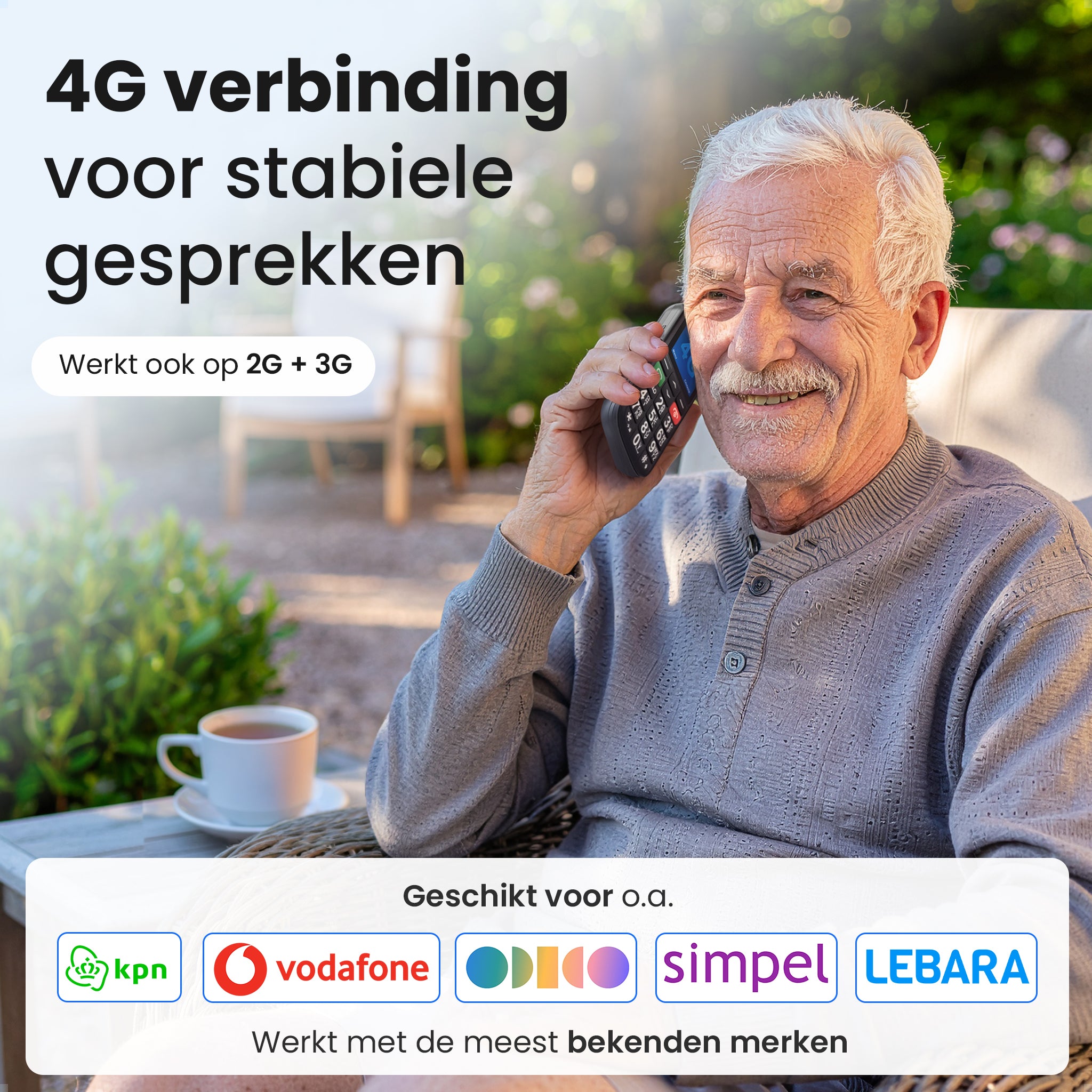 Protectly® Senioren Telefoon - 4G - Met Homebase