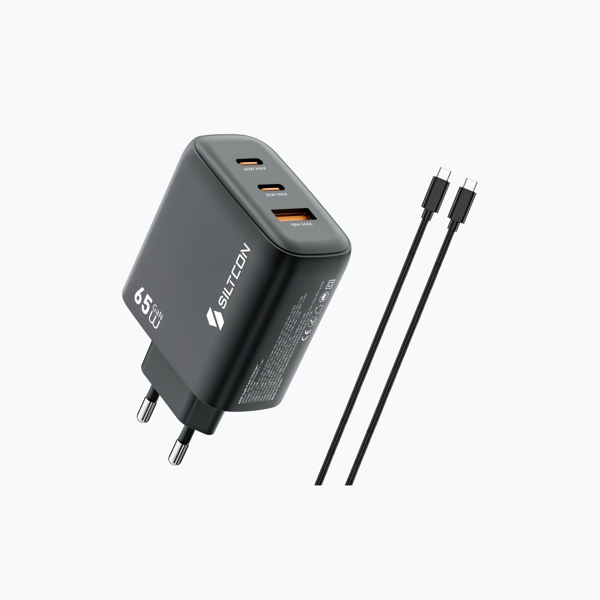 Siltcon 65W USB-C Adapter – Snellader voor Laptop & iPhone - Siltcon