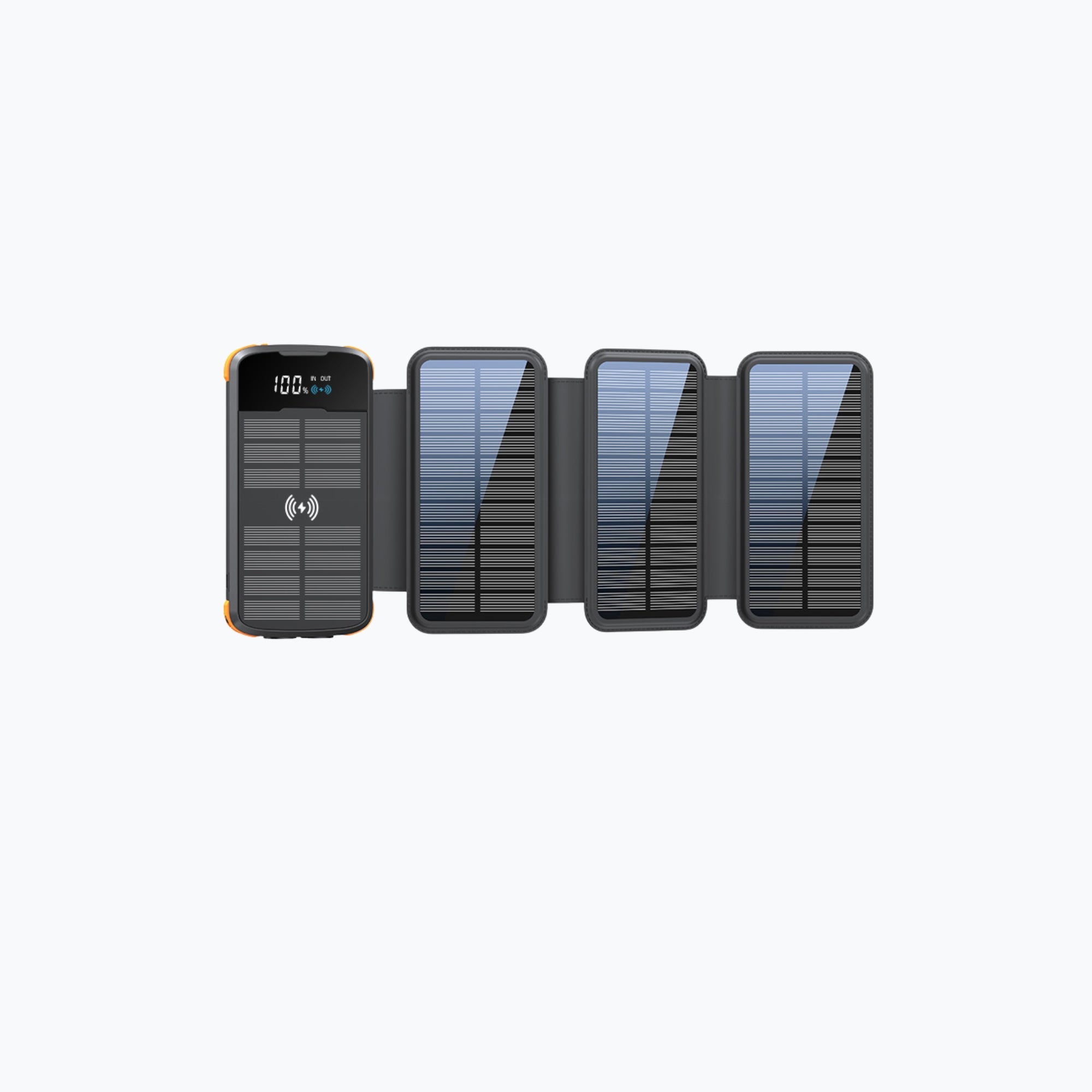 Siltcon Draadloze Powerbank 30000 mAh – 4 Zonnepanelen - Siltcon