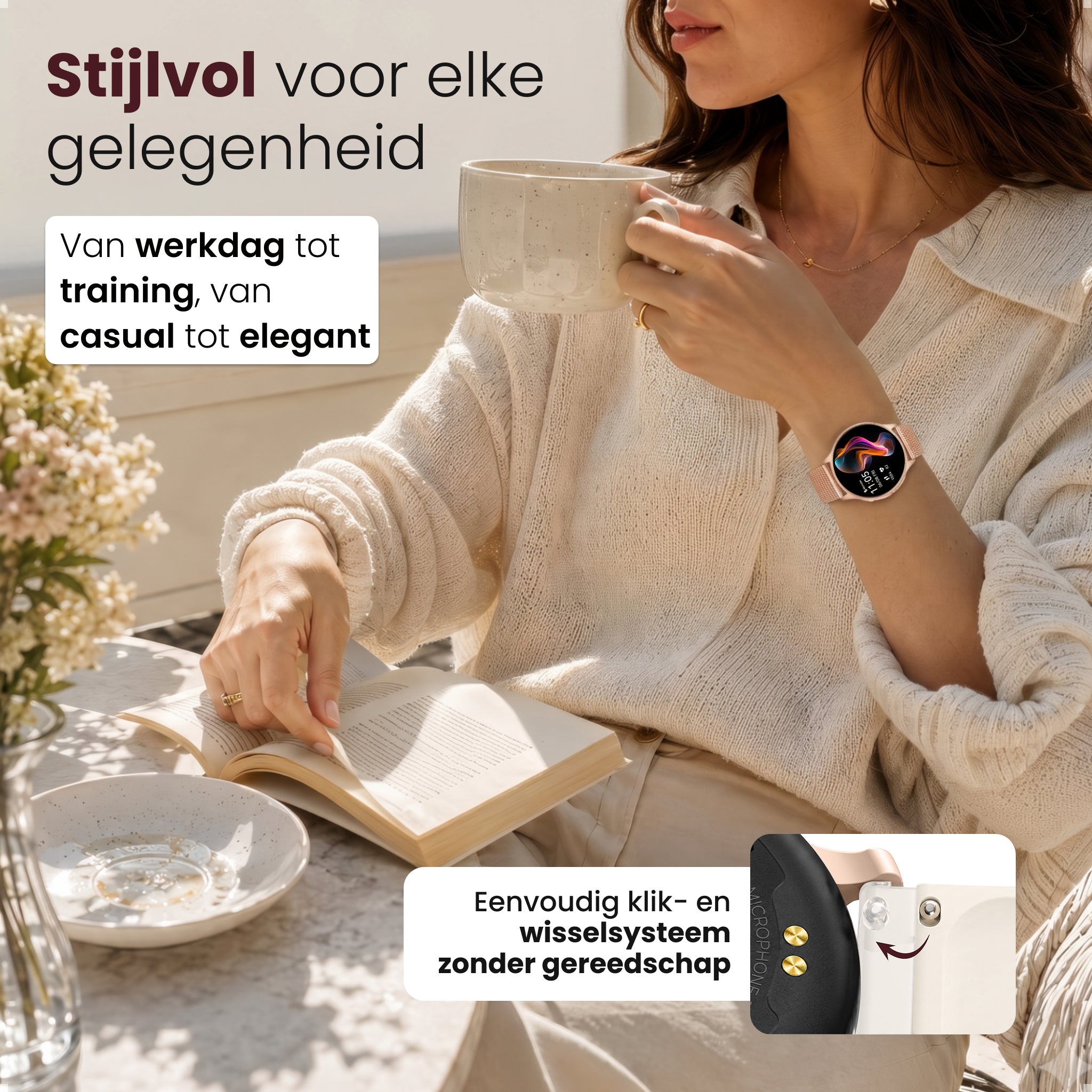 Siltcon® Auréa 2 Smartwatch dames - Mat Goud