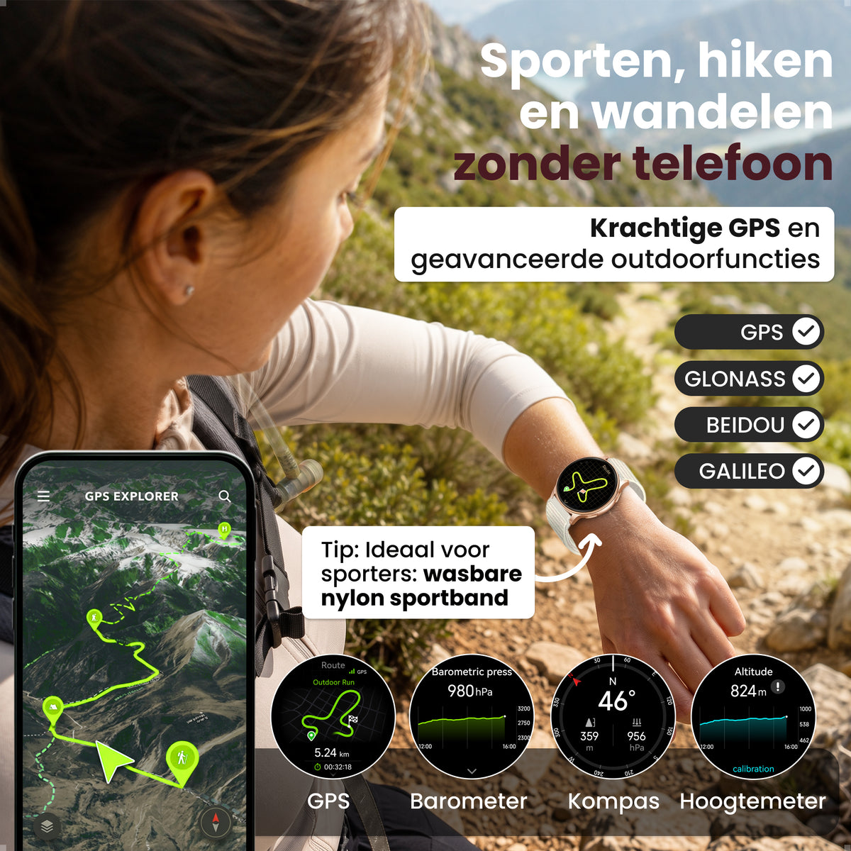 Siltcon® Auréa 2 Smartwatch dames - Mat Goud