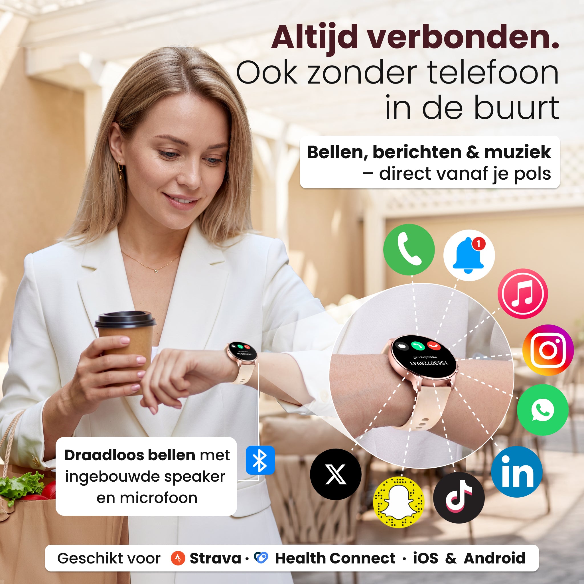 Siltcon® Auréa 2 Smartwatch dames - Mat Goud