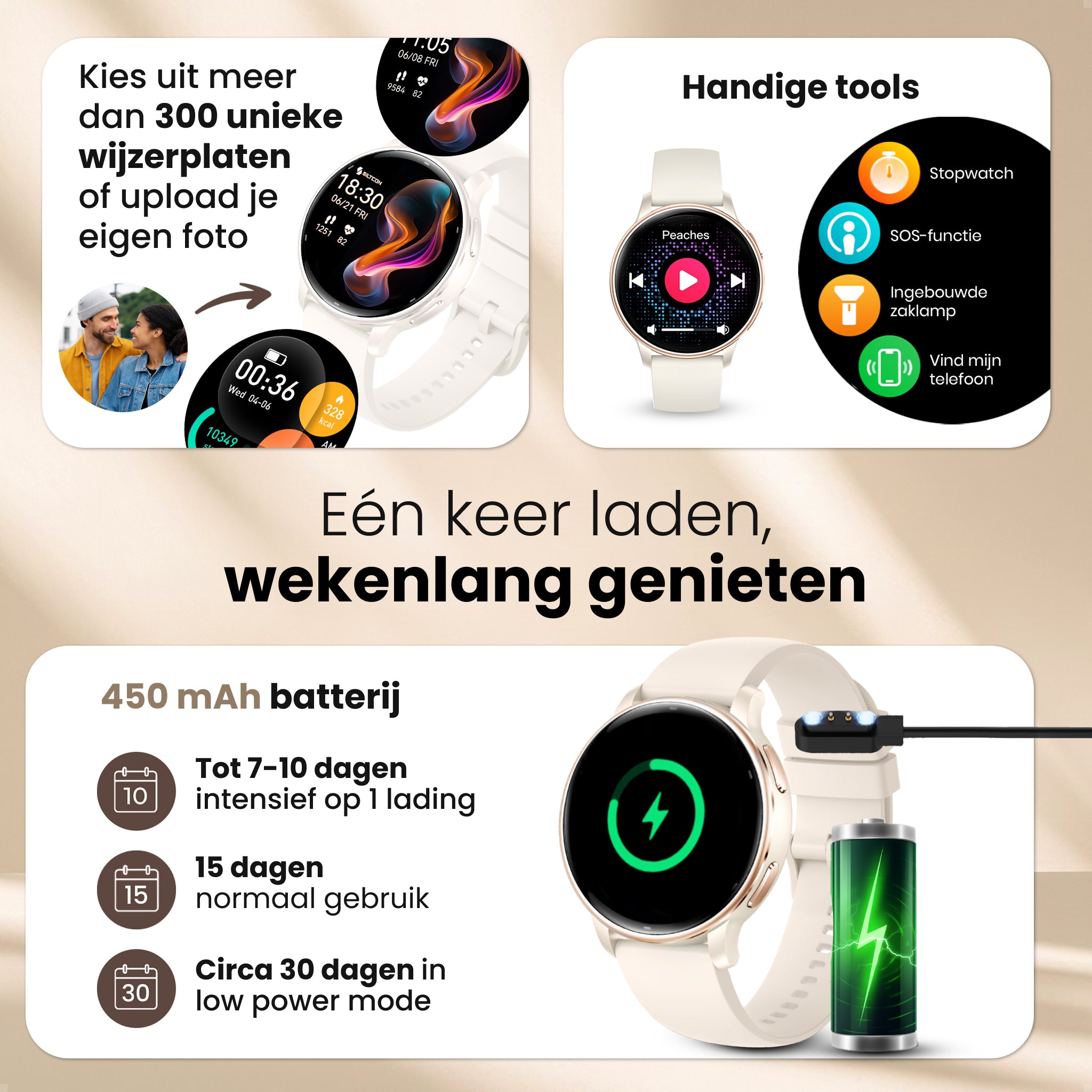 Siltcon® Auréa 2 Smartwatch dames - Champagne